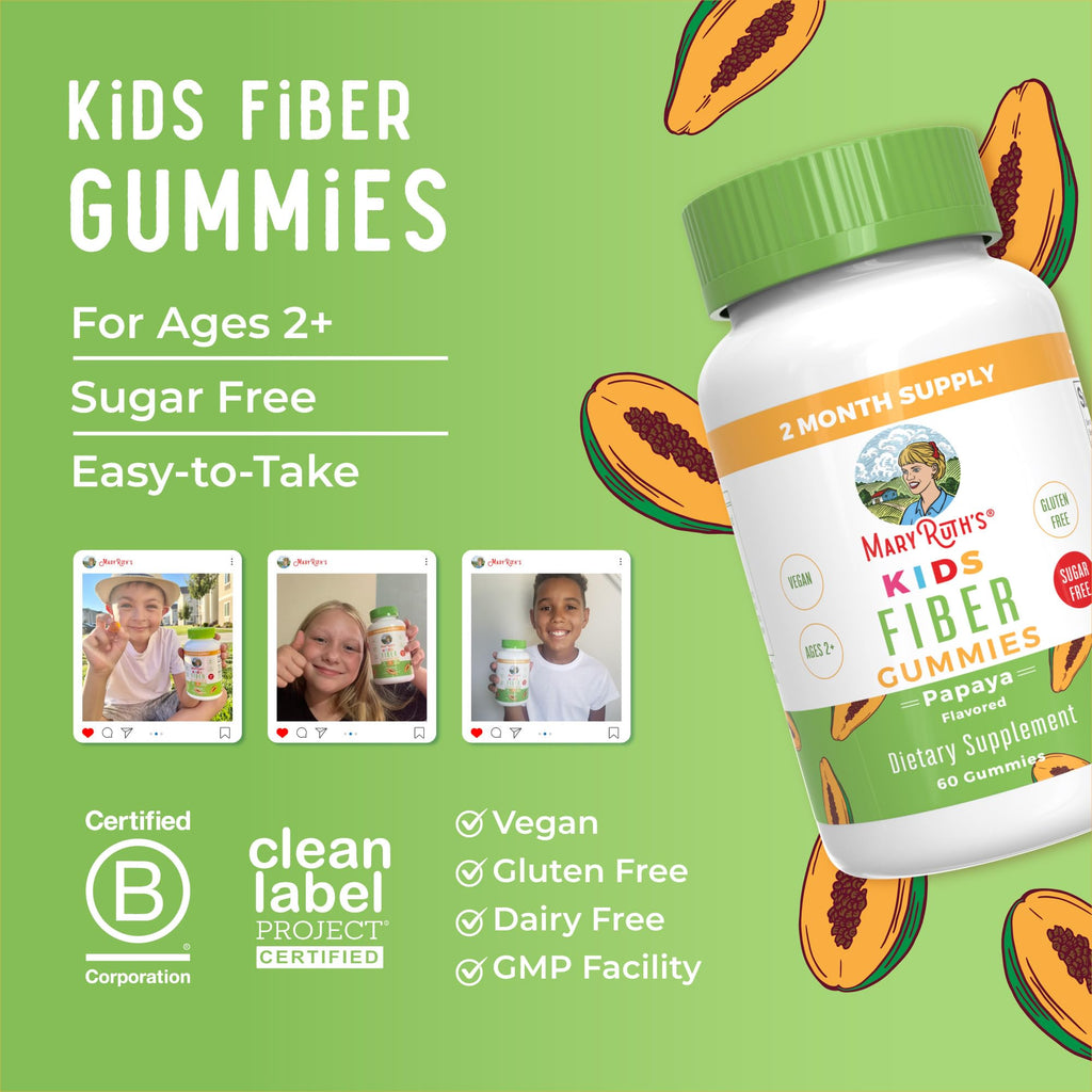 MARYRUTH'S Fiber Gummies for Kids | 2 Month Supply | Sugar Free | Soluble Fiber Supplement | Gut Health & Digestion Support
