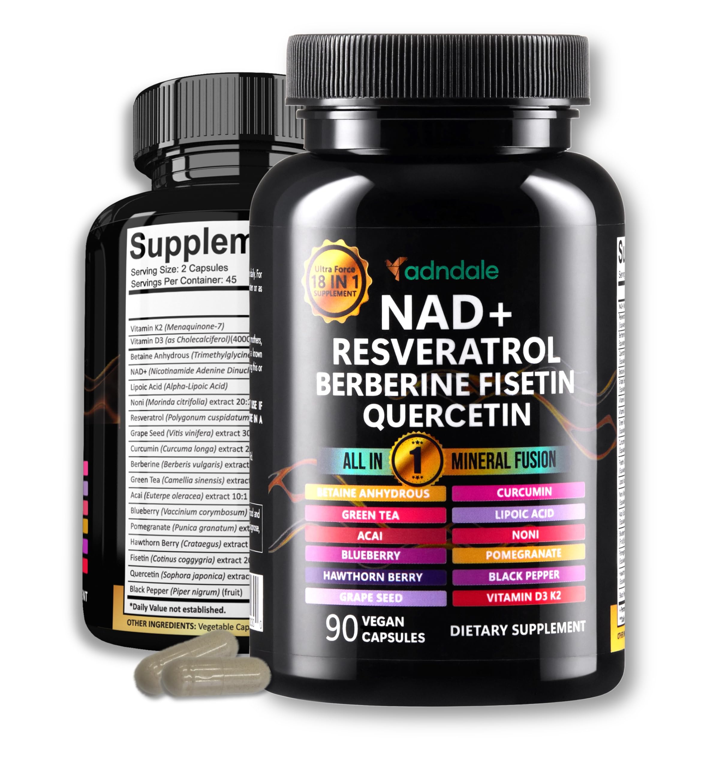 Adndale Liposomal NAD Supplement. Longevity Formula NMN Supplement Alternative. 90CT Advanced NAD+ Resveratrol Adndale Au supplements