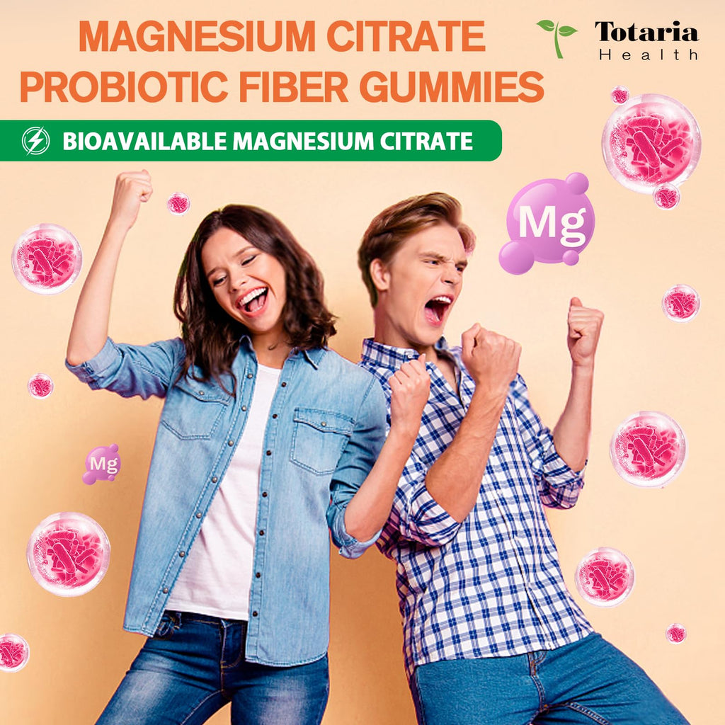 15-in-1 Magnesium Citrate Fiber Gummies with Probiotic Prebiotic for Digestion,  Fiber Supplement with Magnesium Citrate 300mg, Apple Cider Vinegar 500mg, Acacia, B6, B12, 60 Orange Vegan Gummies