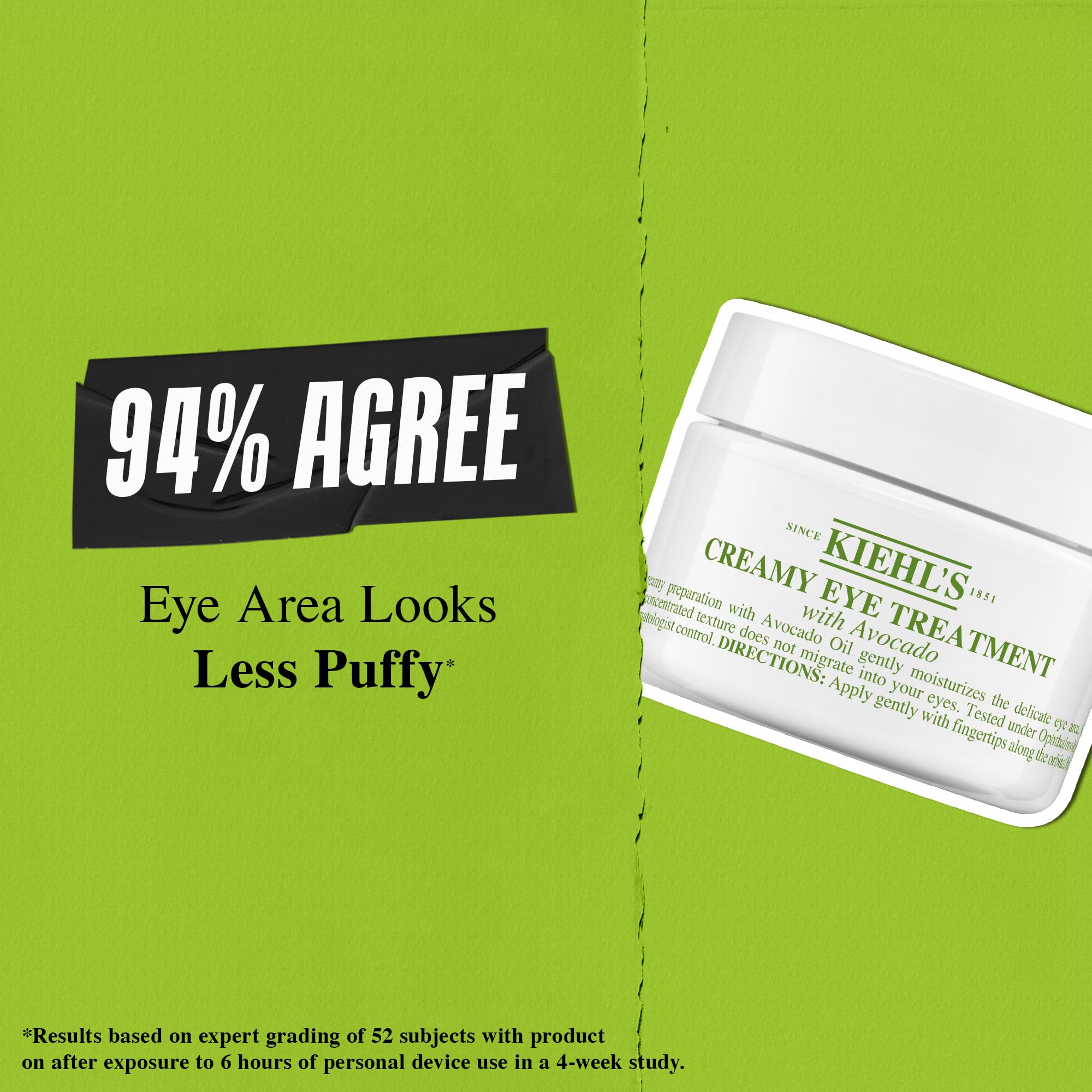 Kiehl's Avocado Eye Treatment, Nourishing and Hydrating Eye Cream, Avocado Oil and Caffeine to Energize and Invigorate Skin, Tired Eyes