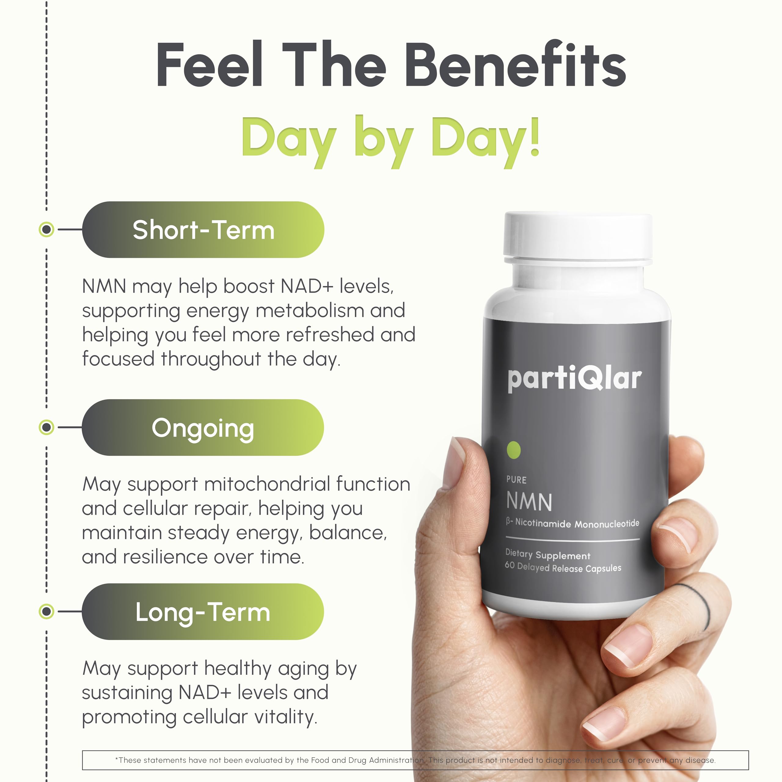 partiQlar NMN Supplement 500mg – Nicotinamide Mononucleotide NMN & Booster for Cellular Energy, Longevity & Healthy Aging – 2-Month Supply (60 Capsules) partiQlar Au supplements