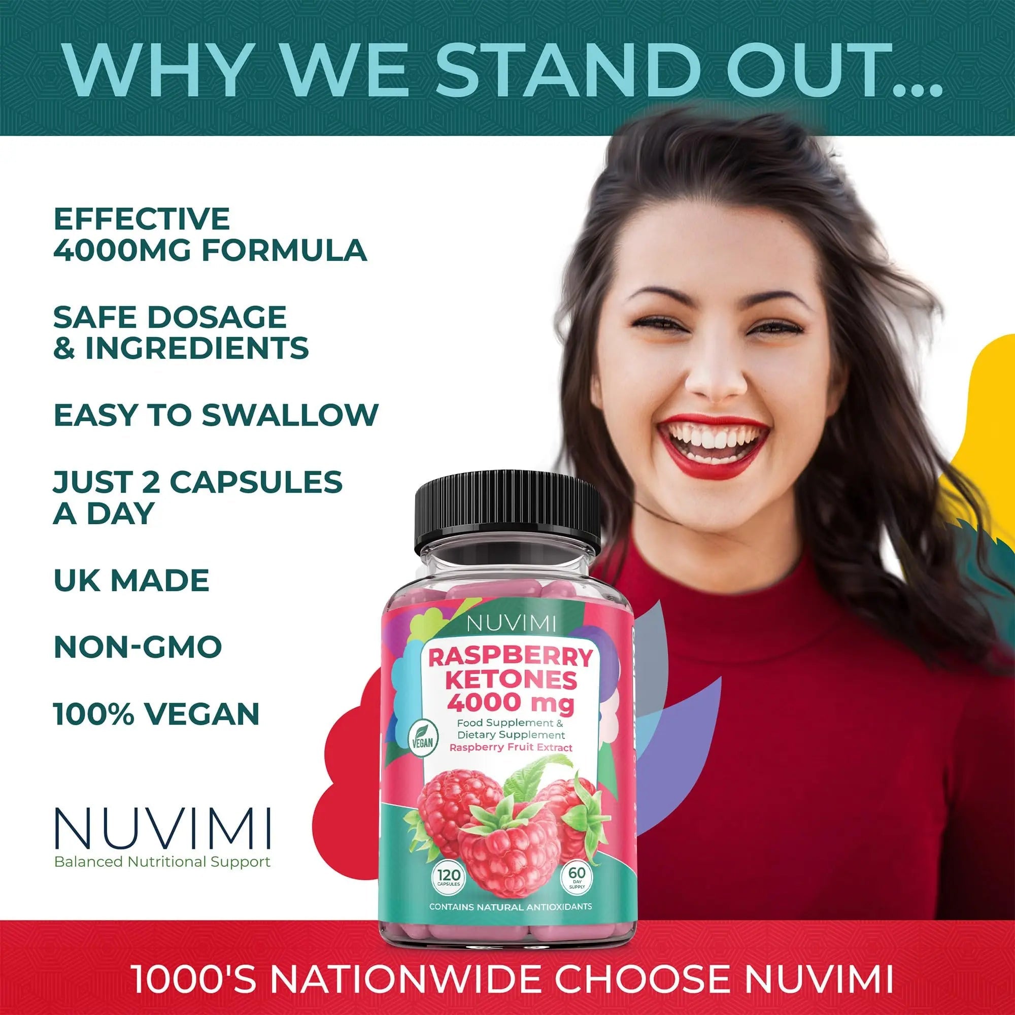 NUVIMI Raspberry Ketones 4000 mg Natural Dietary Food Supplement to Support Healthy NUVIMI Au supplements