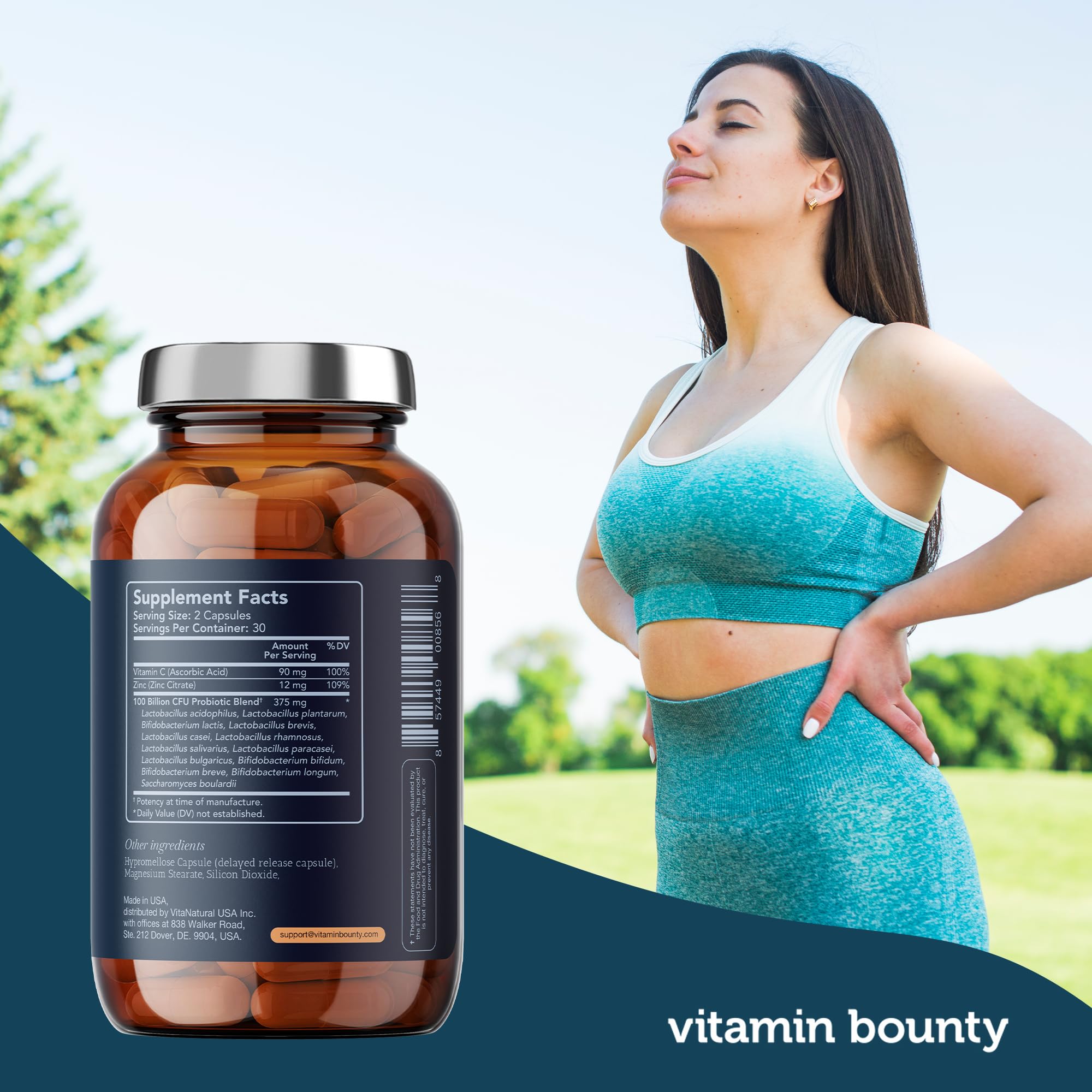 Vitamin Bounty Pro-100 Probiotic 100 Billion CFU - 13 Strains for Digestive Health & Immune Support - High Potency Probiotics for Women & Men - Delayed Release Capsules for Gut Health - 60 Count Vitamin Bounty Au supplements