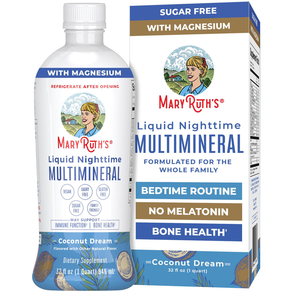 MaryRuth Organics Liquid Nighttime Multimineral | No Melatonin | Bedtime Routine | Magnesium Citrate | Calcium | Zinc | Vitamin D3| Available in 4 Flavors - Vegan | Sugar Free | Gluten Free | 32 Oz MARYRUTH'S Au supplements