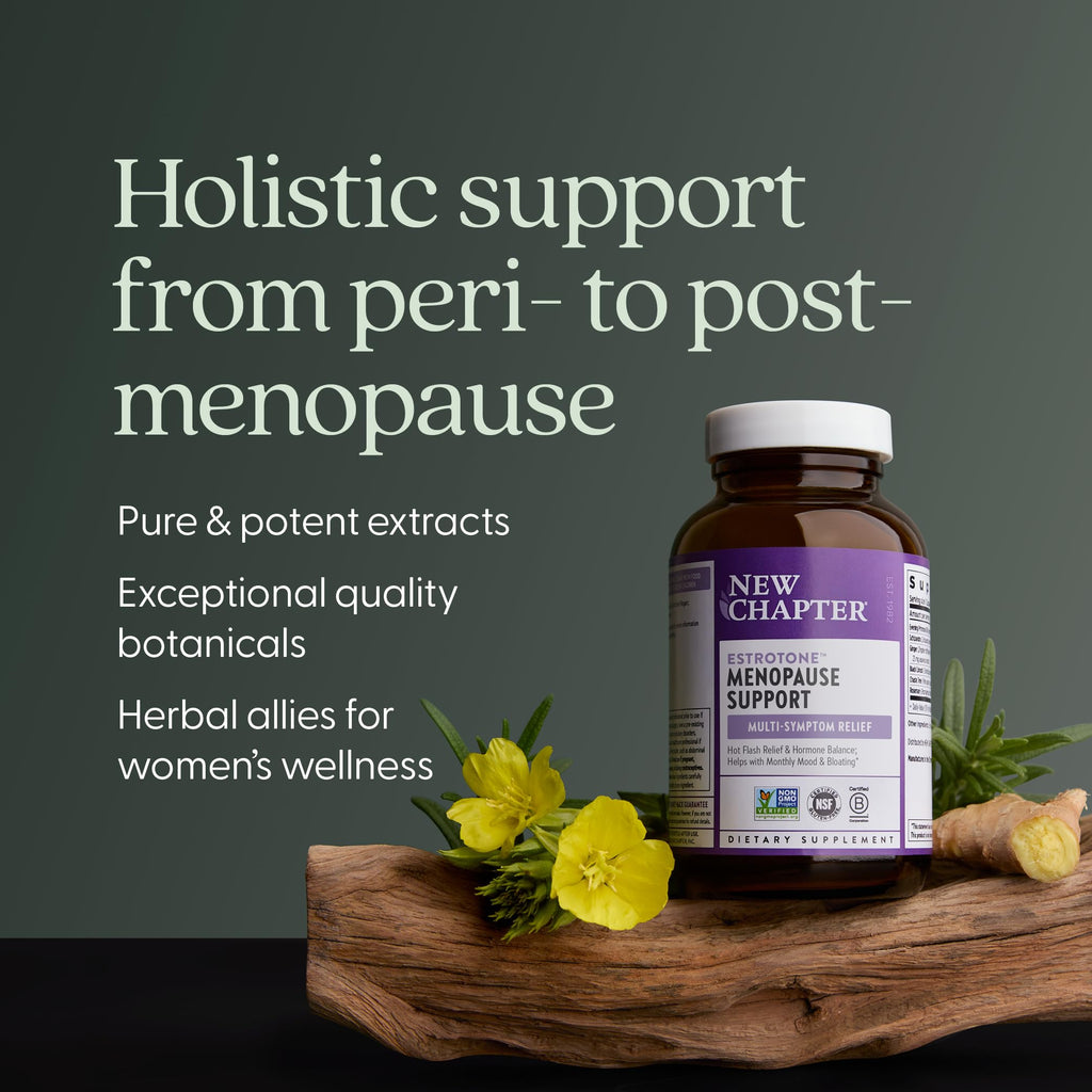 New Chapter Menopause Supplement - Estrotone Herbal Hormone Balance for Women in Perimenopause, with Black Cohosh for Hot Flash Relief & to Reduce Night Sweats + Vitex, No Added Hormones - 60 ct New Chapter Au supplements