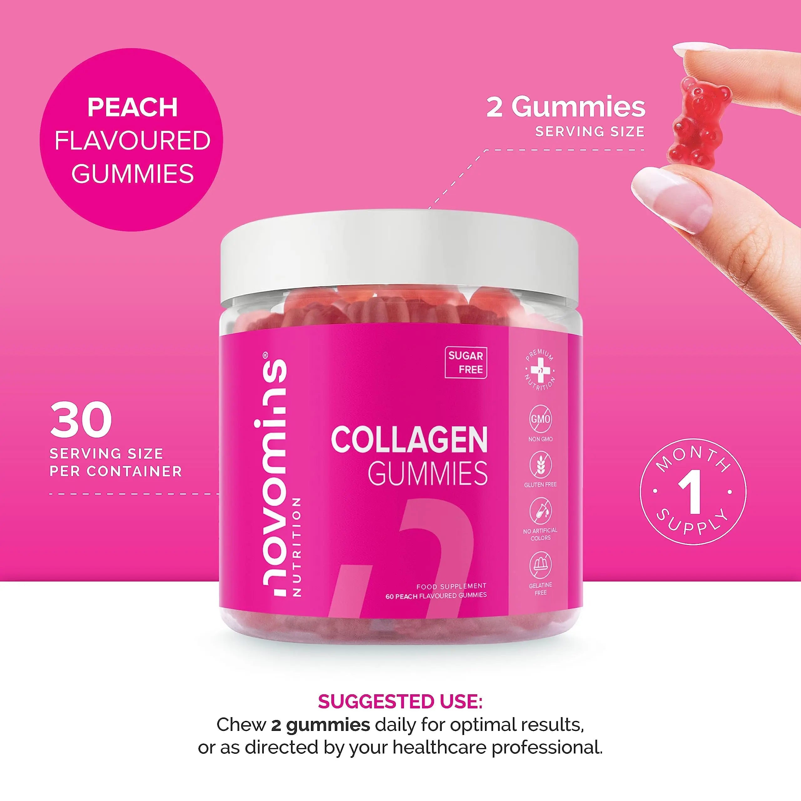 Collagen Gummies - Sugar Free Marine Collagen Gummies - Superior Type 1 Hydrolysed Collagen novomins Au supplements
