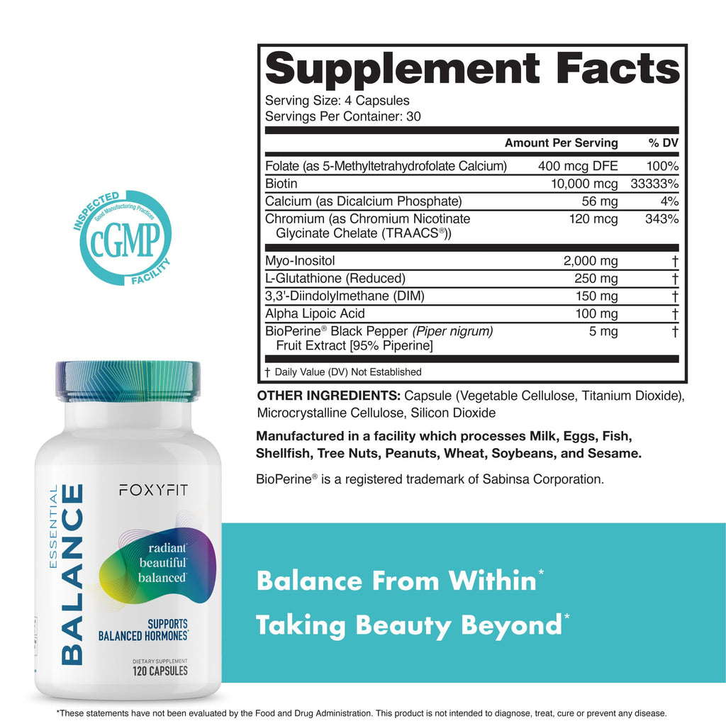 Essential Balance Hormonal Support and Vitamin Supplement for Women by Foxy Fit – Antioxidant, Healthy Skin & Hair for Daily Use* (30 Servings) FoxyFit Au supplements