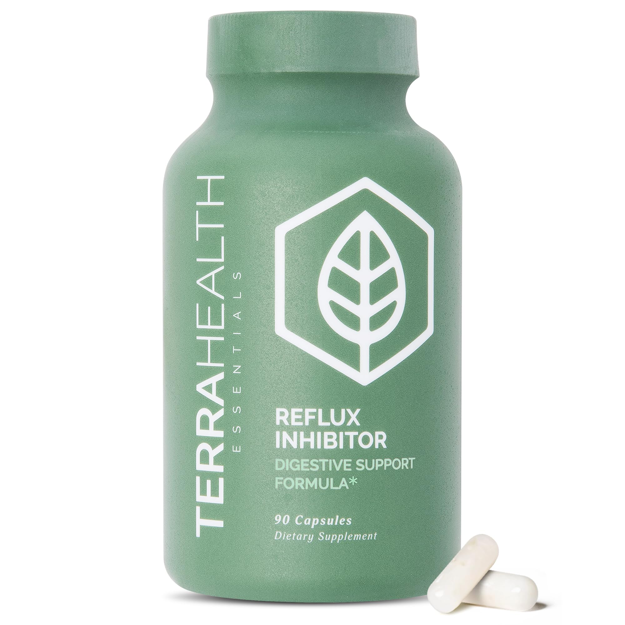 Terra Health Essentials Reflux Inhibitor - Digestive Supplement for Stomach Comfort, Acid Balance & Nutrient Absorption - Betaine HCL with Pepsin