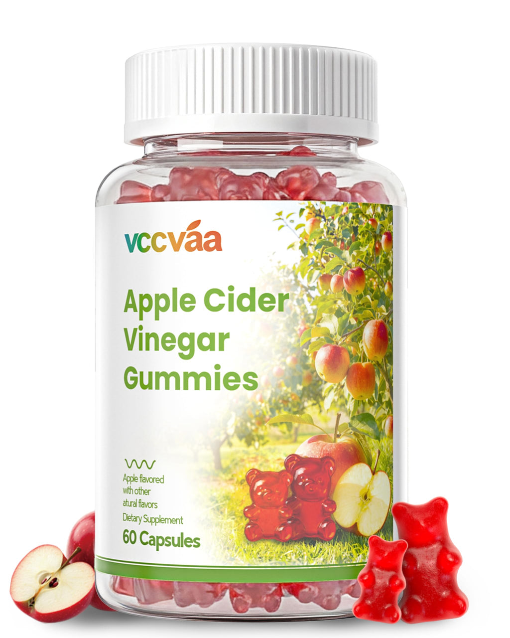 Vccvaa Fiber Gummies, Fiber Supplement with 5 Billion CFU Probiotics for Women, Prebiotic Gummies with Inulin, Soluble Fiber, ACV & Vitamin