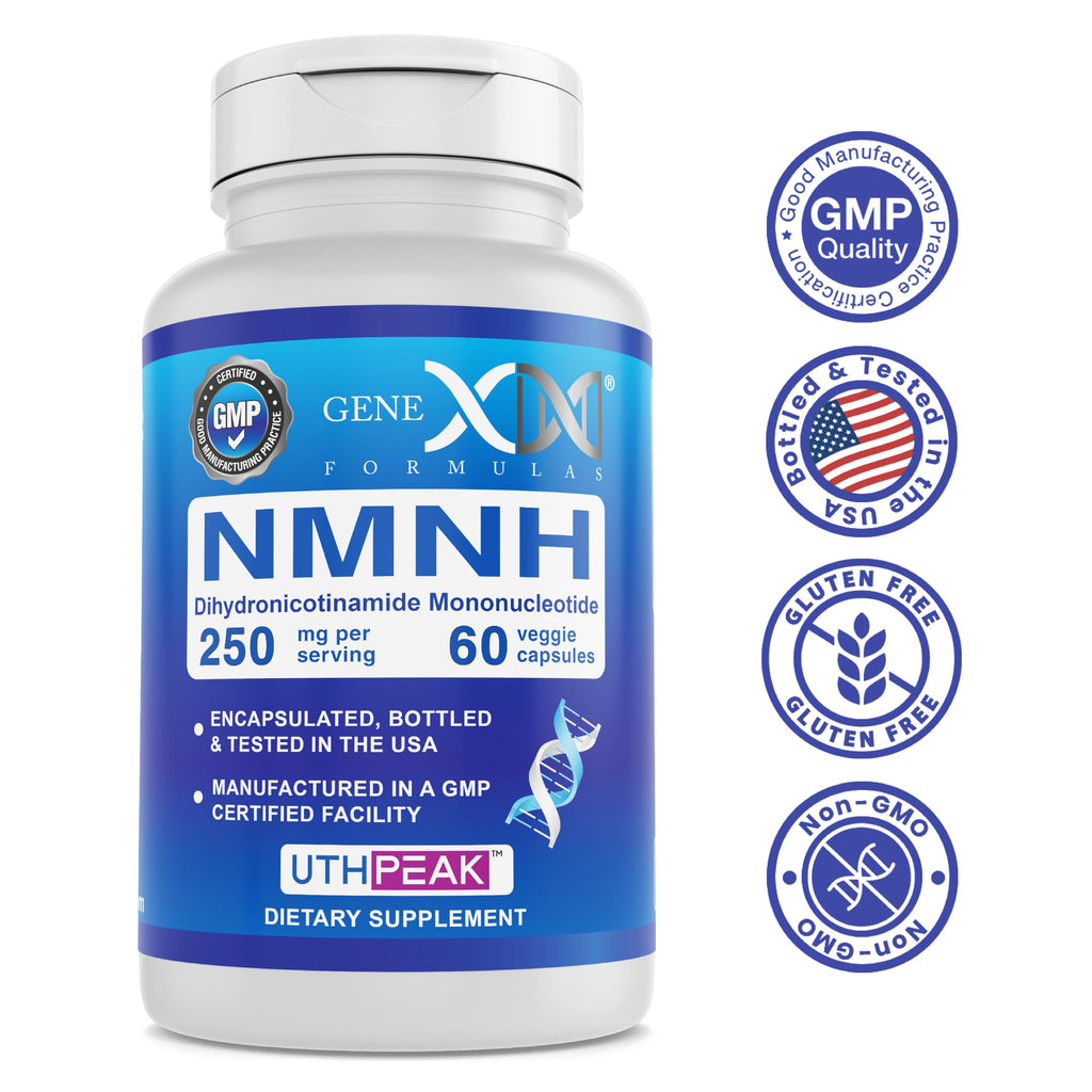 Genex Formulas 250mg NMNH (60 Capsules - 30 Servings) | Uthpeak™ NMNH (Dihydronicotinamide Mononucleotide) NAD+ Precursor for Healthy Aging - Non-GMO, Gluten-Free, Vegetarian Genex Formulas Au supplements