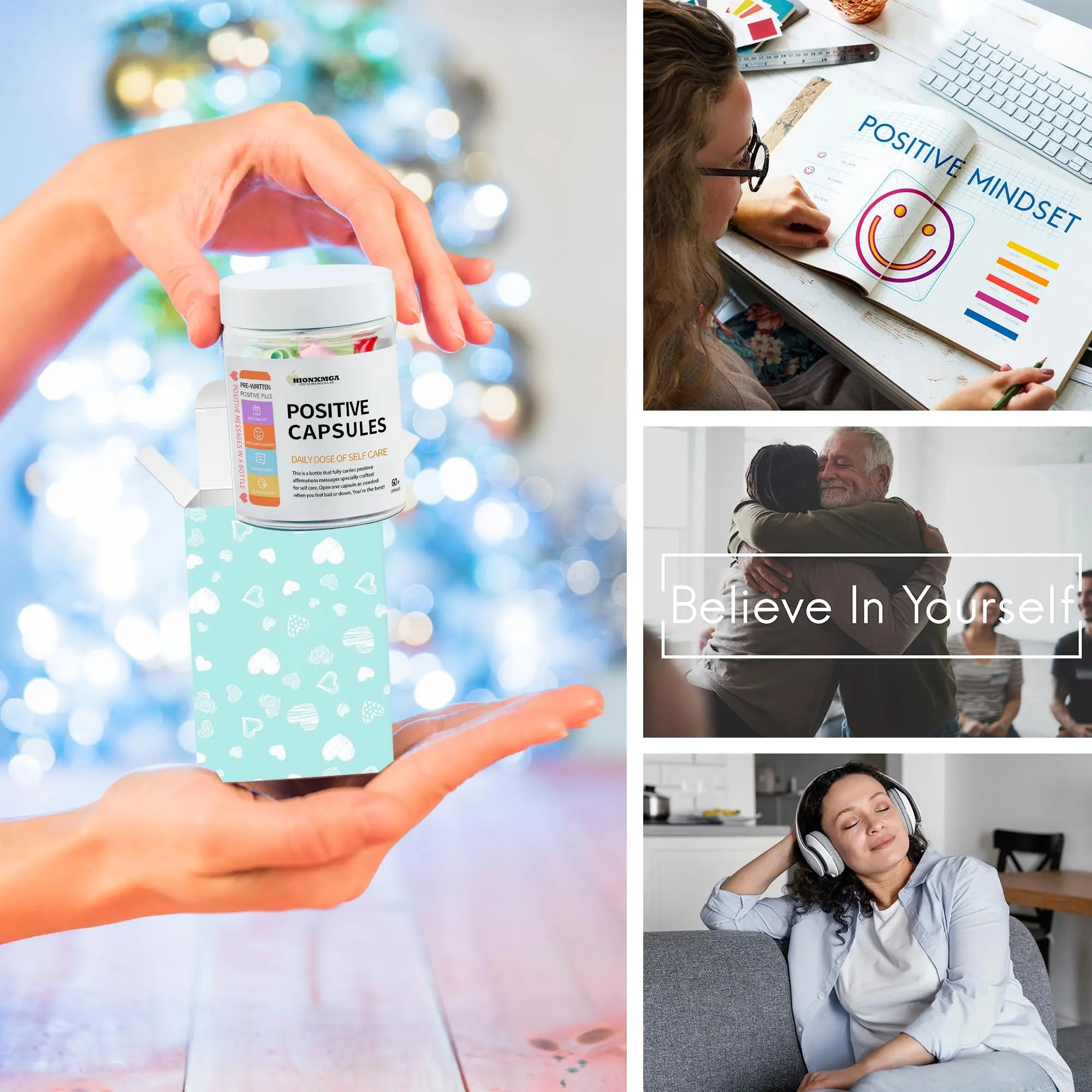 HIONXMGA Positive Messages in a Bottle (60+ Positive Affirmations),Self Care Gifts for Women Men HIONXMGA Au supplements
