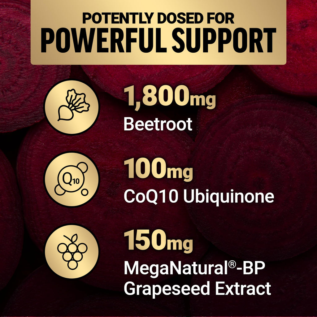 Force Factor Total Beets Ultimate Heart Health, Beet Root Capsules for Blood Pressure Support, CoQ10, Organic Beet Root Powder, Hawthorn Berry
