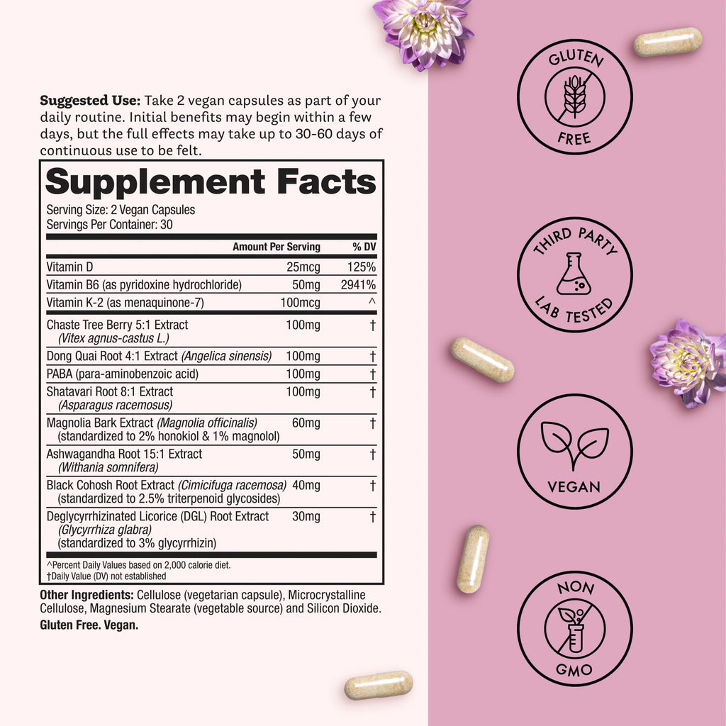 Winged Wellness Hot Momma Menopause Supplements for Women - Hormone-Free Menopause Relief Support for Hot Flashes & Night Sweats with Chaste Tree Berry, Multivitamins & Shatavari - 60 Vegan Capsules Winged Wellness Au supplements