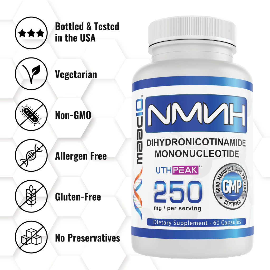MAAC10 NMNH (NMN Supplement Alternative) 250mg Serving | Uthpeak™ NMNH (Dihydronicotinamide Mononucleotide) for Better Stability | 30-Day Supply. MAAC10 Au supplements