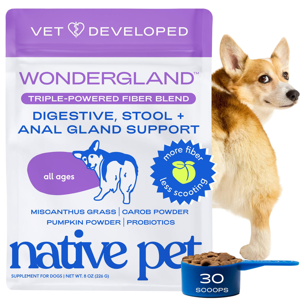 Native Pet WonderGland - Dog Anal Gland Supplement - Promotes Firm Stools, Natural Gland Expression to Help Reduce Scooting - Fiber Food Topper with Miscanthus Grass, Pumpkin & Probiotics - 30 Scoops Native Pet Au supplements