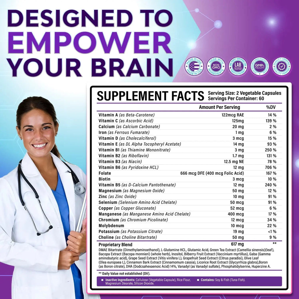 40-in-1 Brain Booster Supplements for Memory, Focus, Clarity, Energy, Performance Rainbow Nutrients, LLC Au supplements