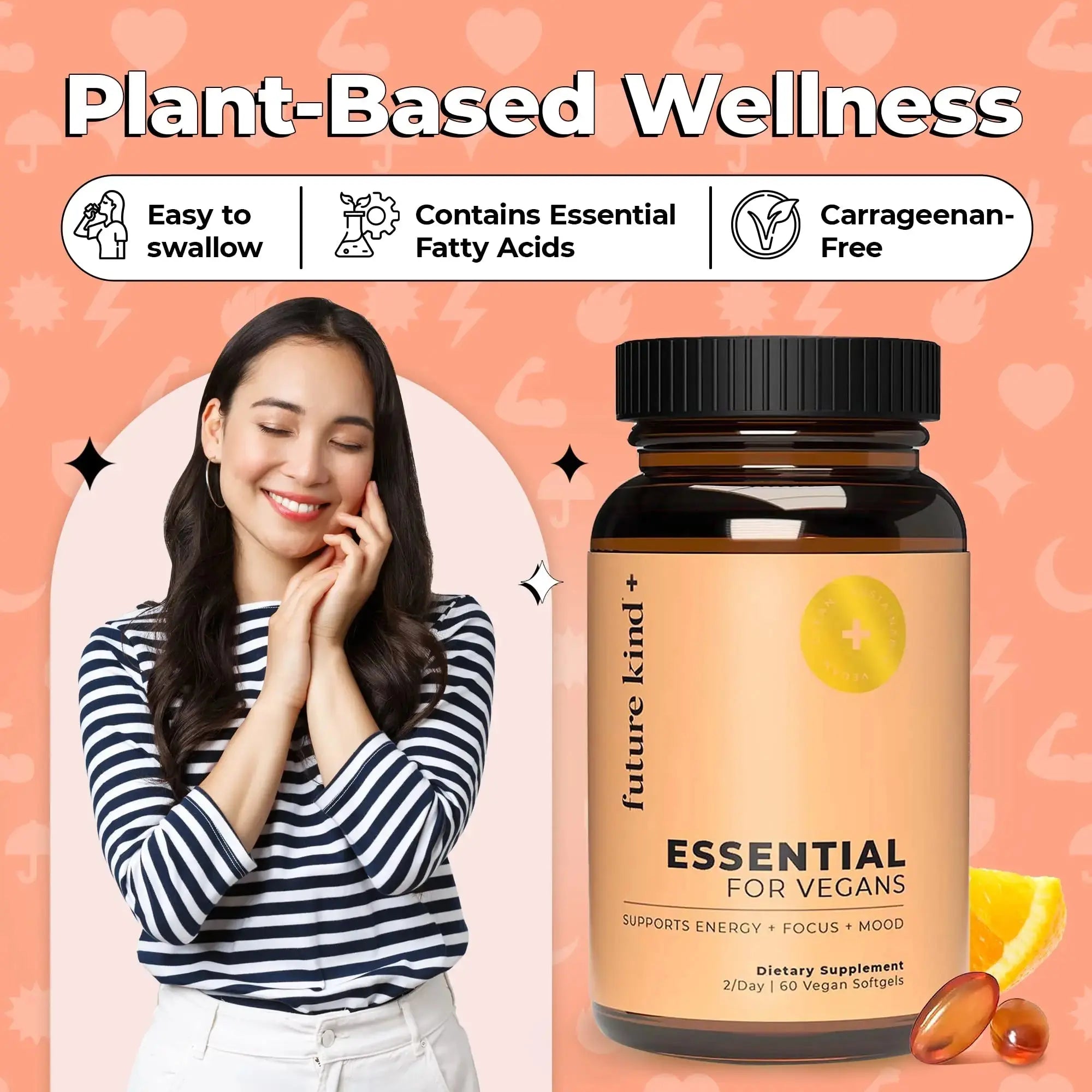 Future Kind Vegan Multivitamins - Glass Bottle & Made for Vegans with Omega 3 DHA, EPA, Vitamin B12 & D3 for Energy, Focus, & Mood (60 Softgels) Future Kind Au supplements
