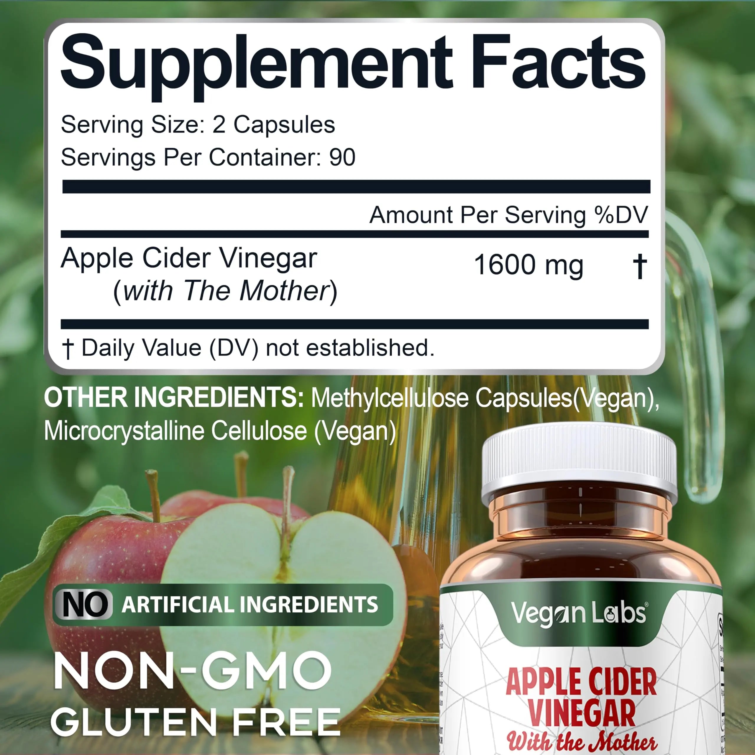 Vegan Labs Apple Cider Vinegar Capsules with The Mother- 180 Vegan Capsules Vegan Labs Au supplements