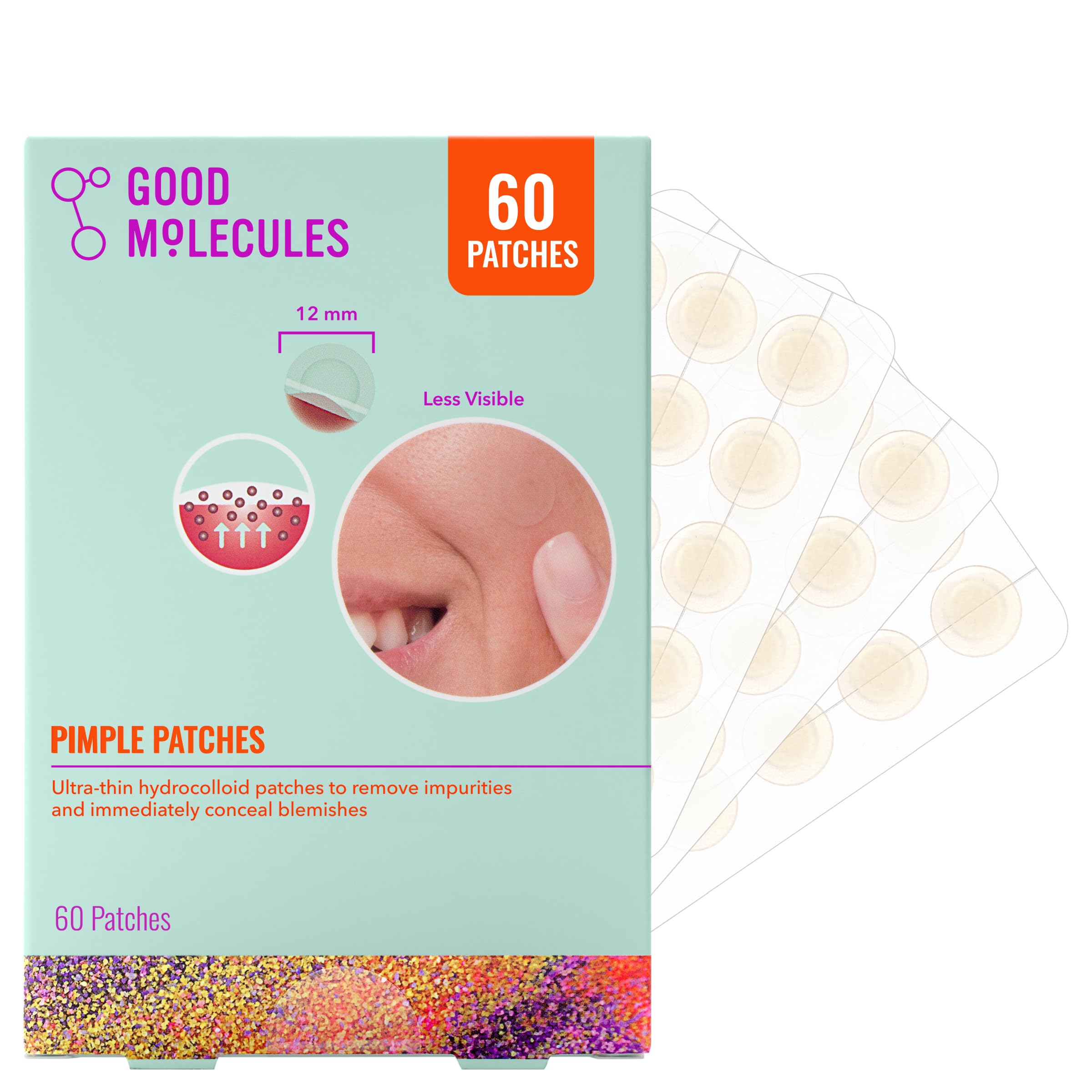 Good Molecules Pimple Patches for Face, 60 Pack – Ultra-Thin Hydrocolloid Acne & Zit Patches