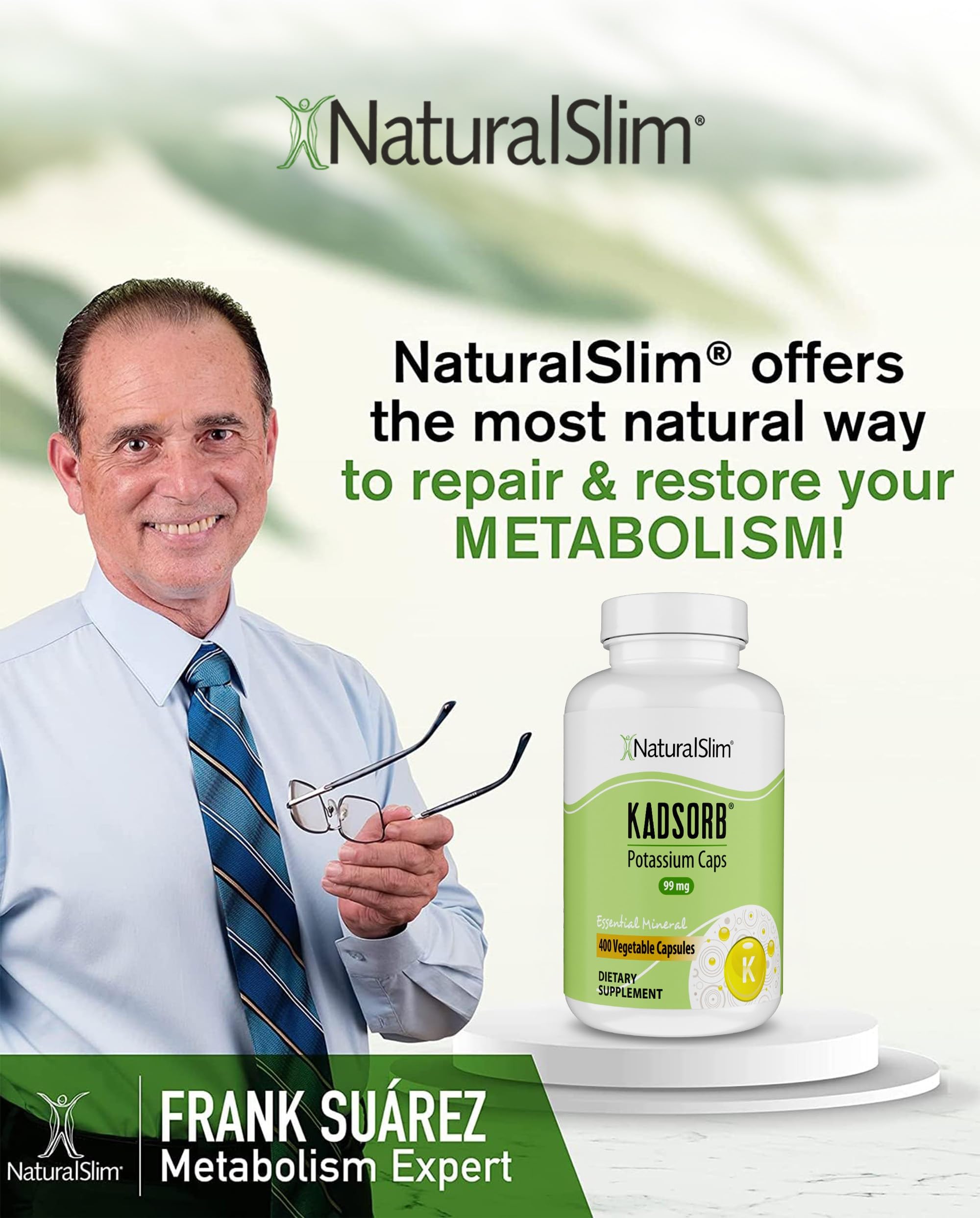 NaturalSlim Natural Potassium Citrate Gluconate 99 mg - Kadsorb Supports Electrolyte Balance & Normal pH - Absorbable Potassium Supplements