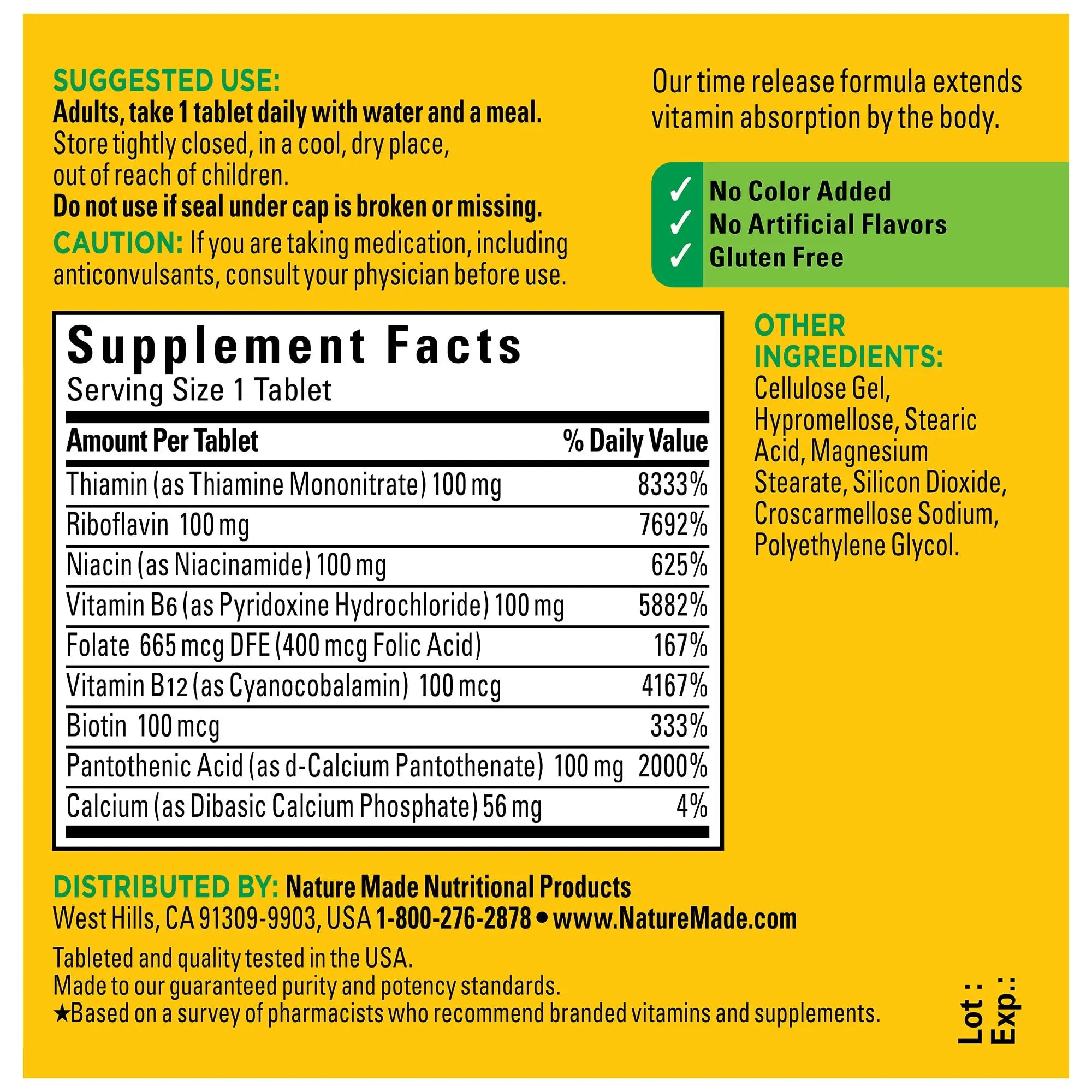 Nature Made Time Release Vitamin B-100 High Potency B Complex, Dietary Supplement Nature Made Au supplements