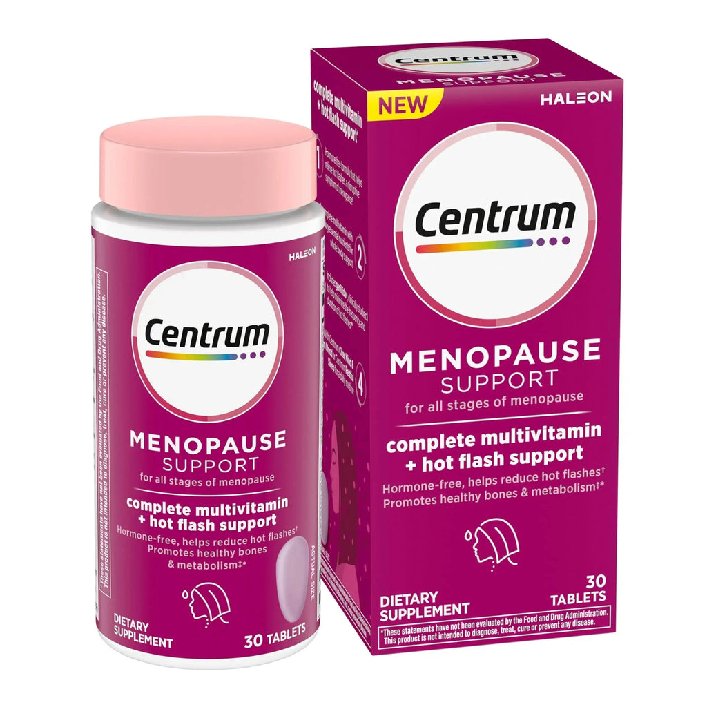 Centrum Complete Multivitamin Supplement + Hot Flash Support Menopause Support Tablets, with Clinically Studied geniVida, 30 Count Centrum Au supplements