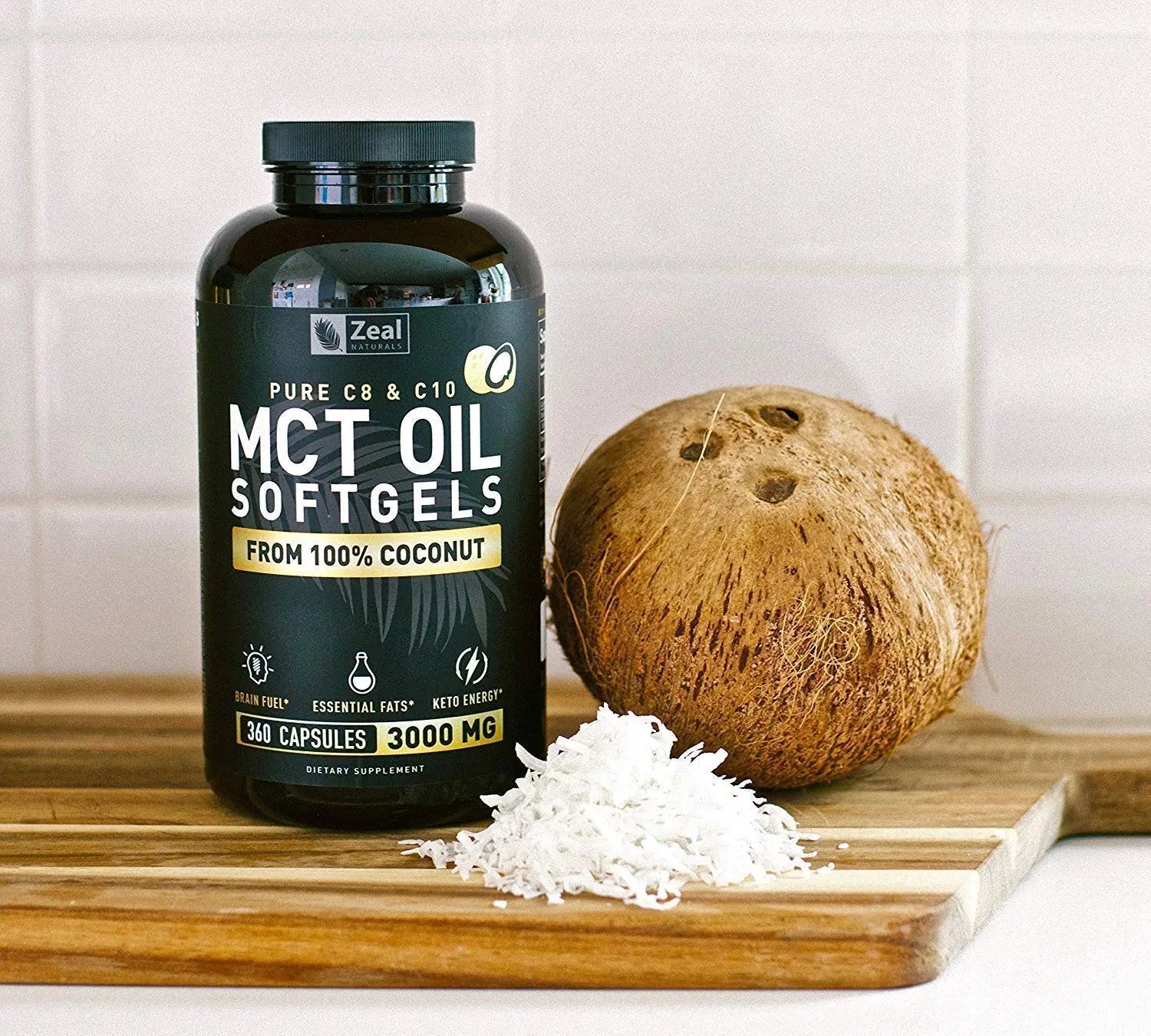 Pure MCT Oil Capsules (360 Softgels | 3000mg) 4 Month Supply Keto Pills w Unrefined Coconut Zeal Naturals Au supplements