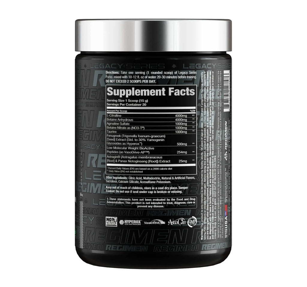 Legacy Series Pump Stim Free Muscle Pump Amplifier Pre-Workout Powder by AP Sports AP Regimen Au supplements