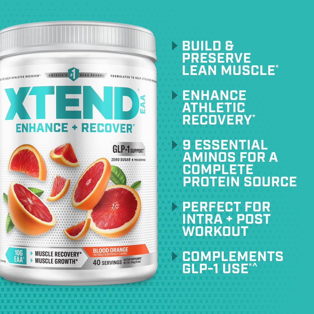 Xtend EAA + BCAA Powder for Muscle Recovery & Lean Muscle Growth, 9 Essential Amino Acids for Intra Workout or Post Workout Recovery, 10g EAAs Per 2 Servings
