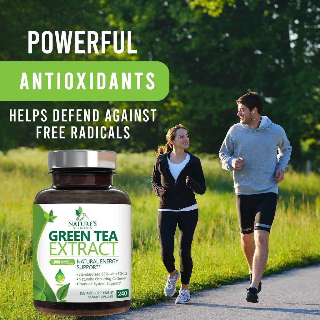 Green Tea Extract Capsules 1000mg 98% Standardized EGCG - 3X Strength for Natural Nature's Nutrition Au supplements