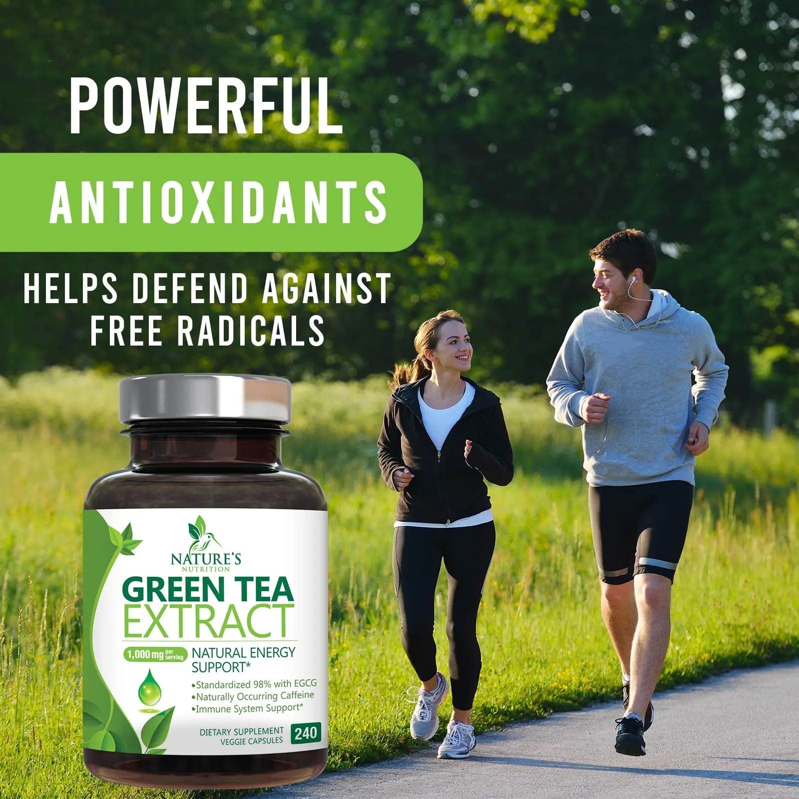 Green Tea Extract Capsules 1000mg 98% Standardized EGCG - 3X Strength for Natural Nature's Nutrition Au supplements