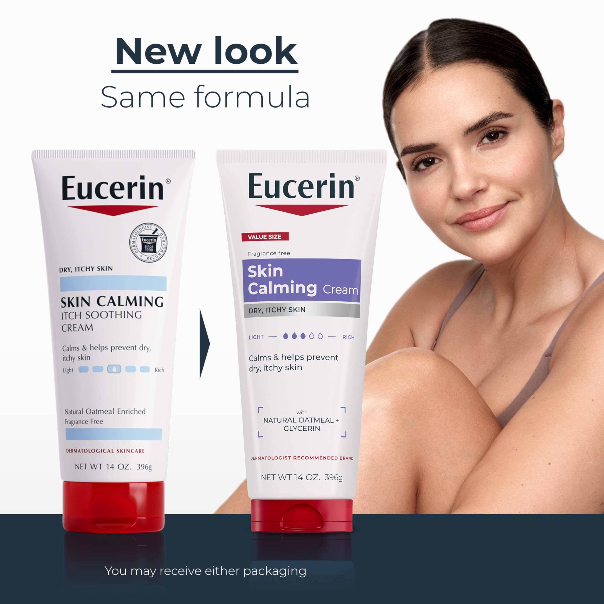 Eucerin Skin Calming Cream - Full Body Lotion for Dry, Itchy Skin, Natural Oatmeal Enriched - 14 oz. Tube