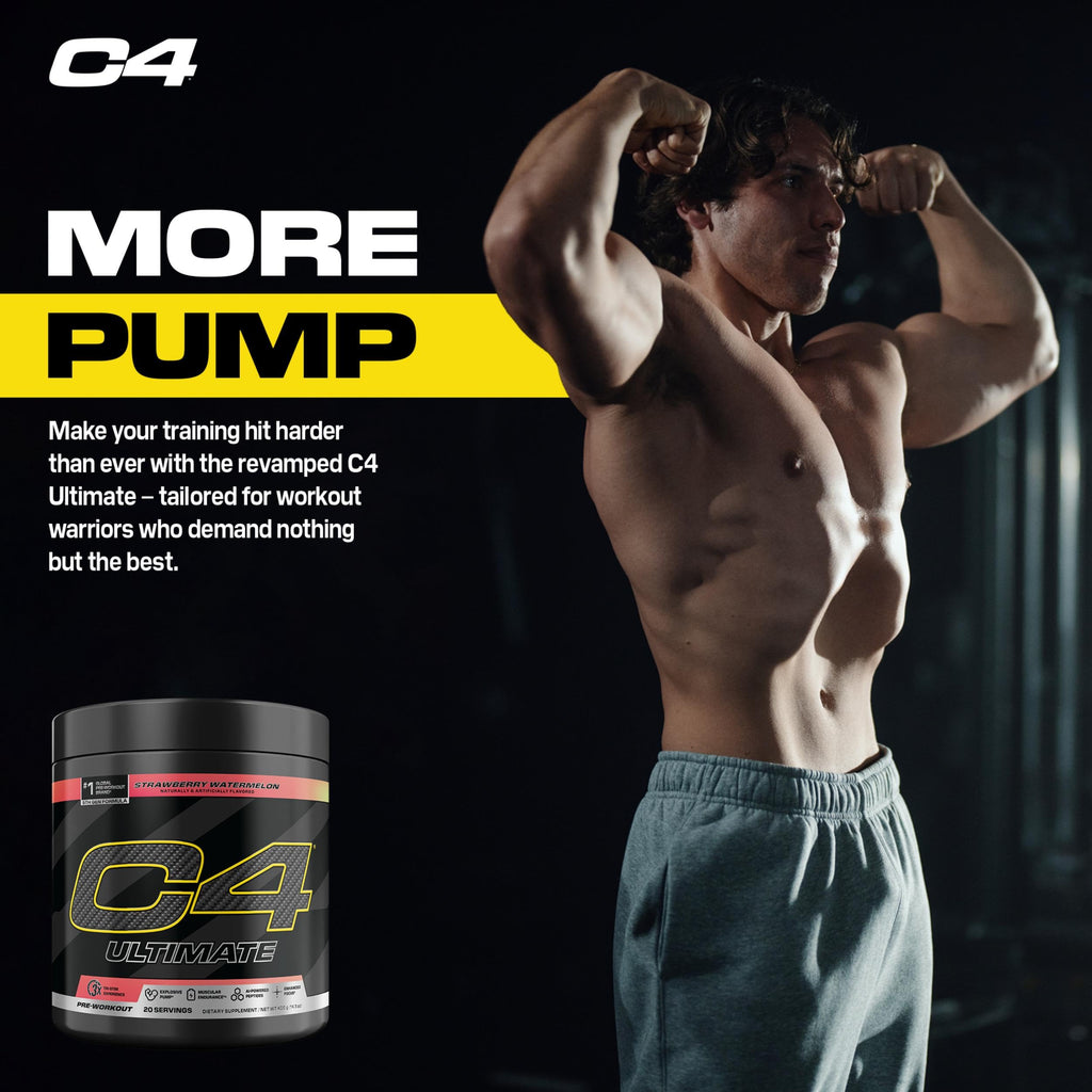 C4 Ultimate Pre Workout Powder Watermelon - Sugar Free Preworkout Energy Supplement for Men & Women - 300mg Caffeine + 3.2g Beta Alanine