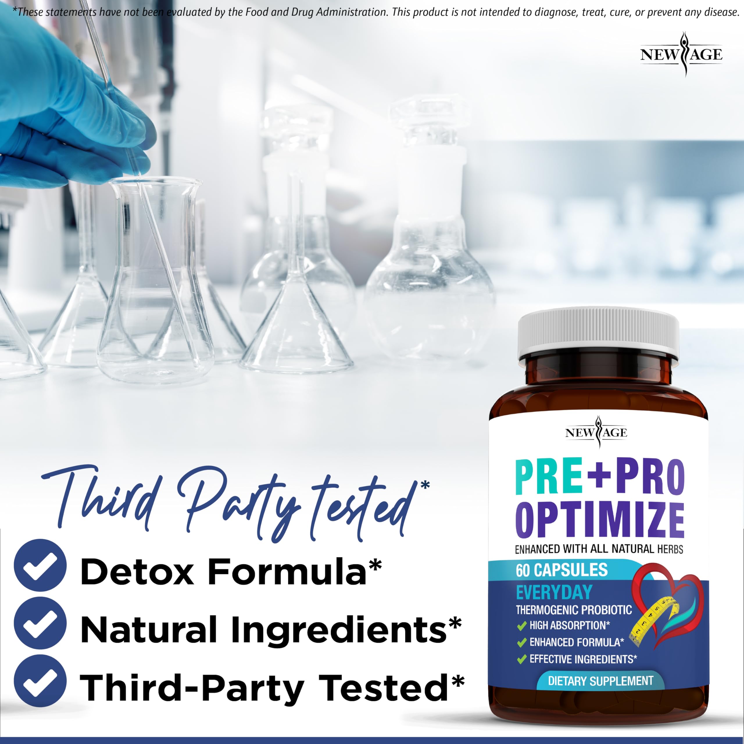 NEW AGE Pro Optimize Probiotics for Women, Menopause, Digestive Health - Support for Bloating, Hot Flashes, Joint Support, Night Sweats