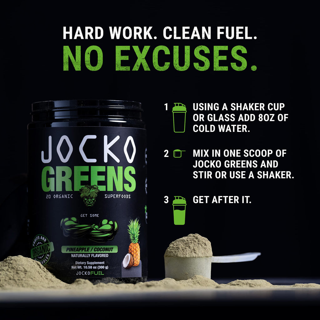 Jocko Fuel Daily Greens Powder - Premium Organic Greens Superfood Powder for Gut Health, Digestion, Bloating, Immune Support with Spirulina, Chlorella,