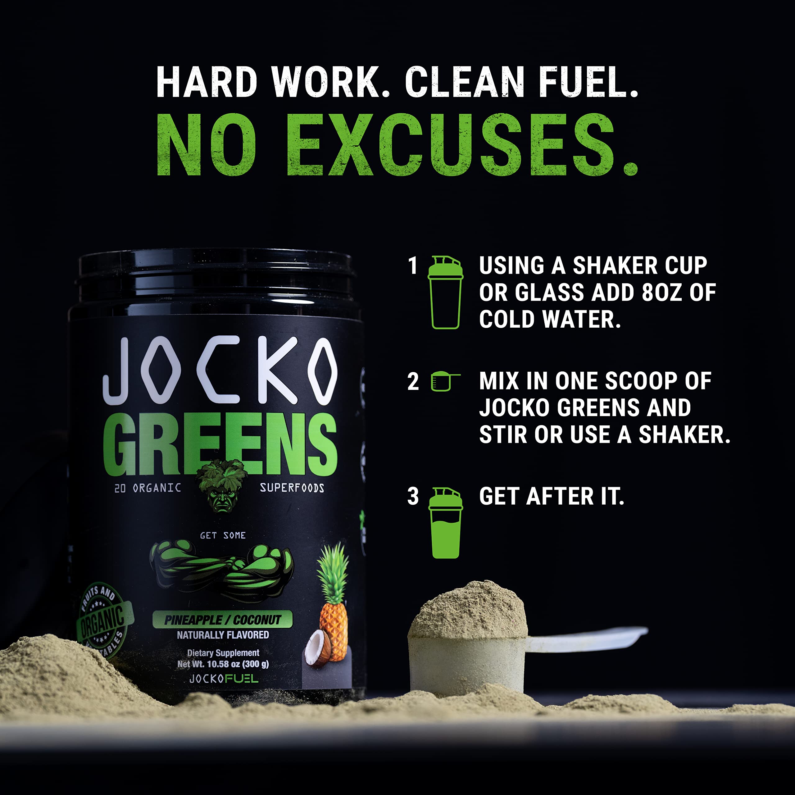 Jocko Fuel Daily Greens Powder - Premium Organic Greens Superfood Powder for Gut Health, Digestion, Bloating, Immune Support with Spirulina, Chlorella,