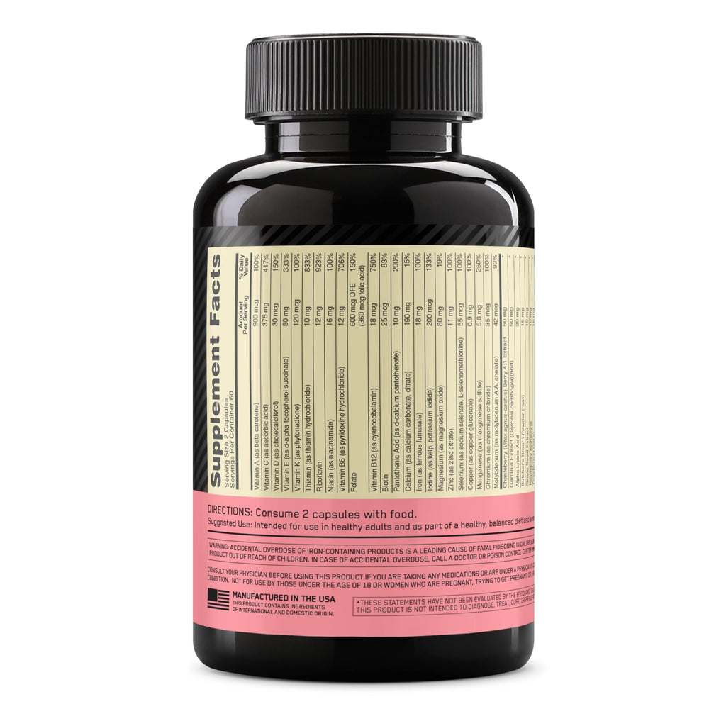 Optimum Nutrition Opti-Women, Vitamin C, Zinc and Vitamin D for Immune Support Womens Daily Multivitamin Supplement with Iron, Capsules, 120 Count Optimum Nutrition Au supplements