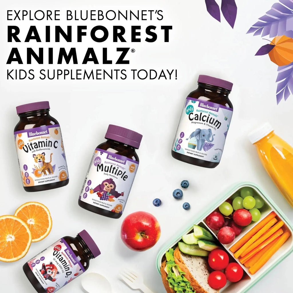Bluebonnet Nutrition Rainforest Animalz Whole Food Based Multiple Chewable Tablets, Kids Multivitamin & Mineral, Vitamin C, D3, Iron BlueBonnet Au supplements