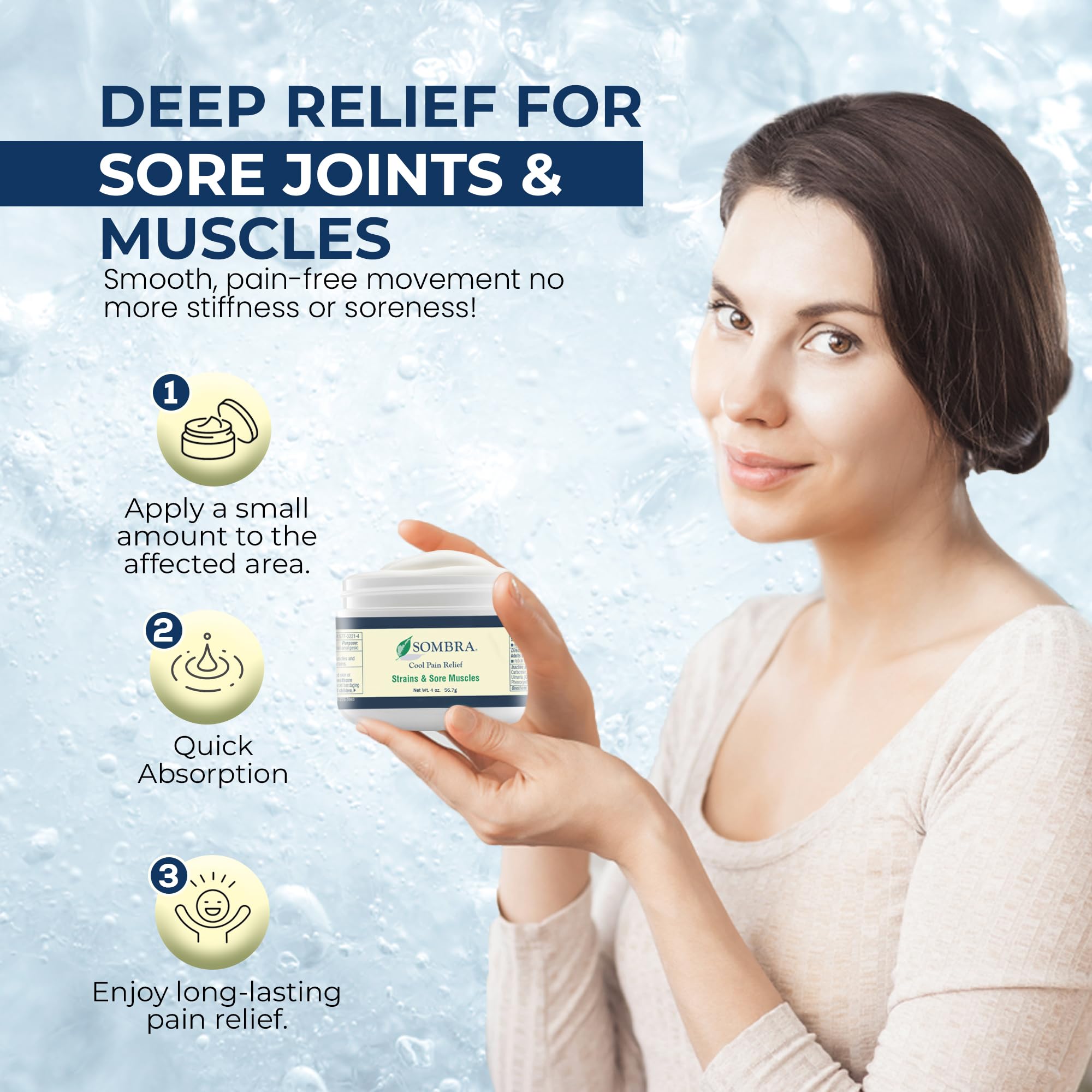 Sombra Original Cool Therapy Gel Cold Pain Relief for Swelling, Growing Pains, Soreness, Post-Workout, Vegan Formula Free of Artificial Fragrances, Dyes, NSAID, Wax, Petroleum, Alcohol - 4oz Jar Sombra Au supplements