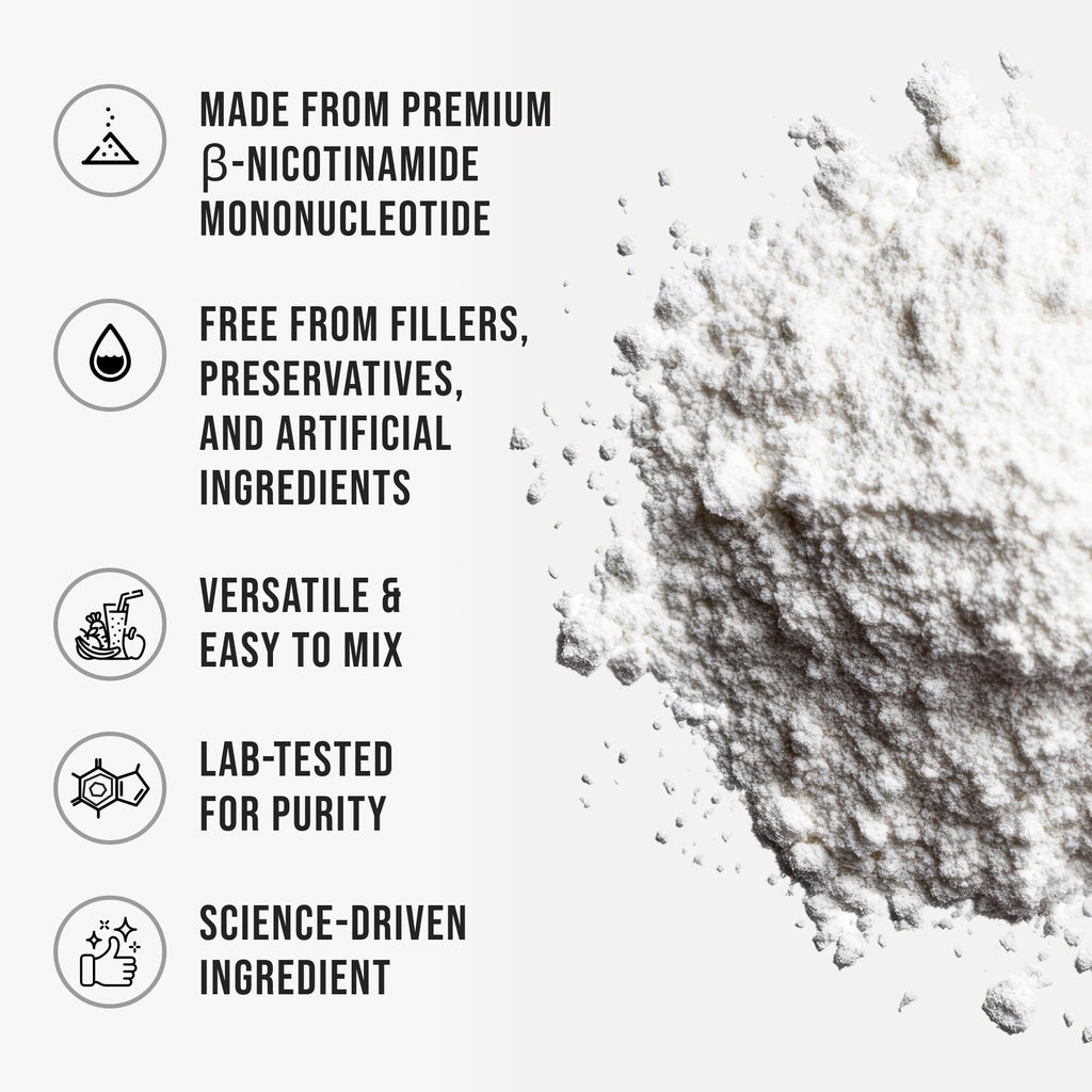 Pure NMN Powder Nicotinamide Mononucleotide Quick Dissolved NMN Supplement Powder 100% Unflavored NMN Supplement Supports NAD+ Levels Vegan Friendly Non-GMO, 180 Servings, 3.2 oz (90g) WHYZ Au supplements