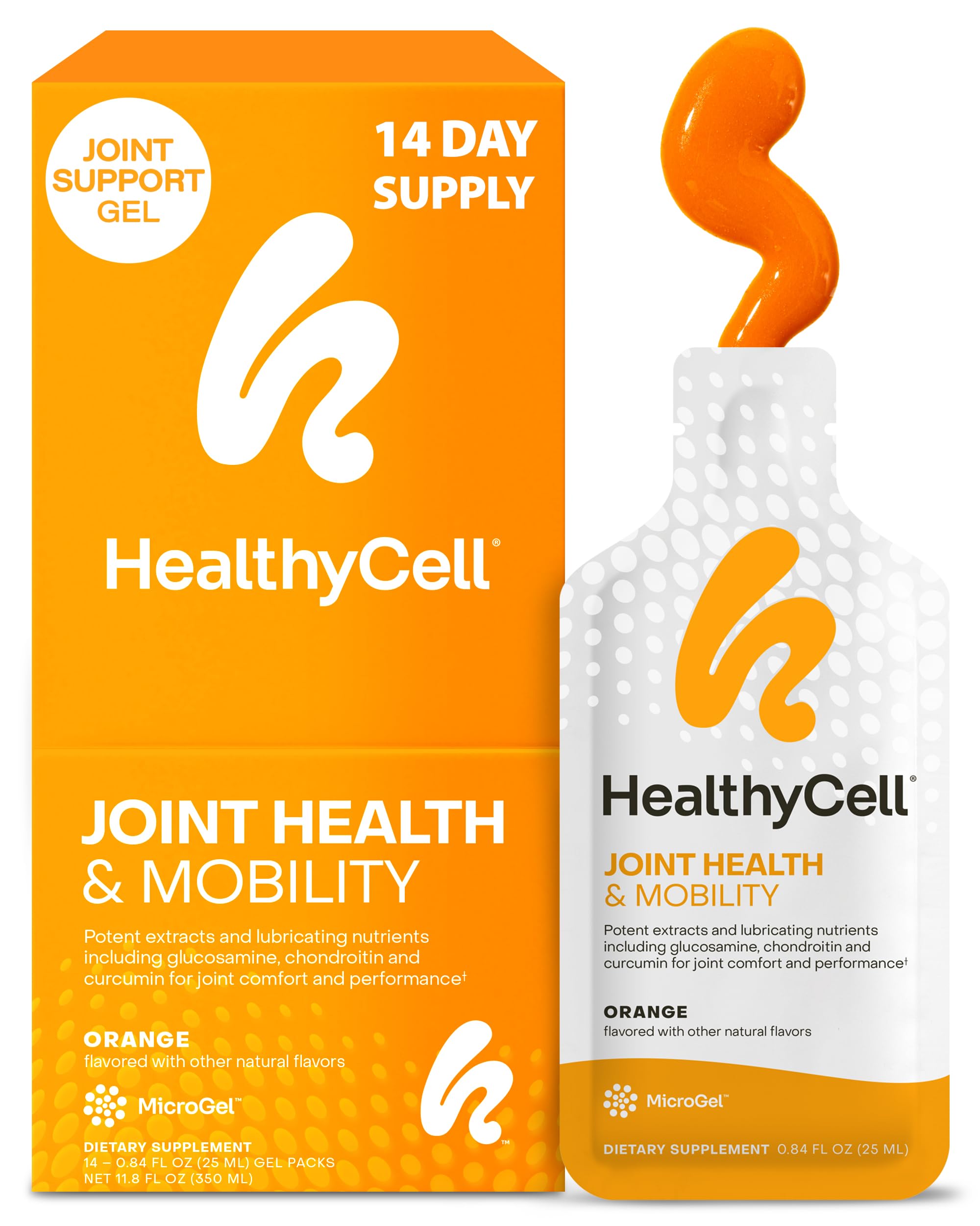 Healthycell Joint Health & Mobility Daily Liquid Supplement - Joint Support Supplement, Inflammation Response, Cartilage & Flexibility with Curcumin, Glucosamine & Chondroitin - 14 Gel Packs Healthycell Au supplements