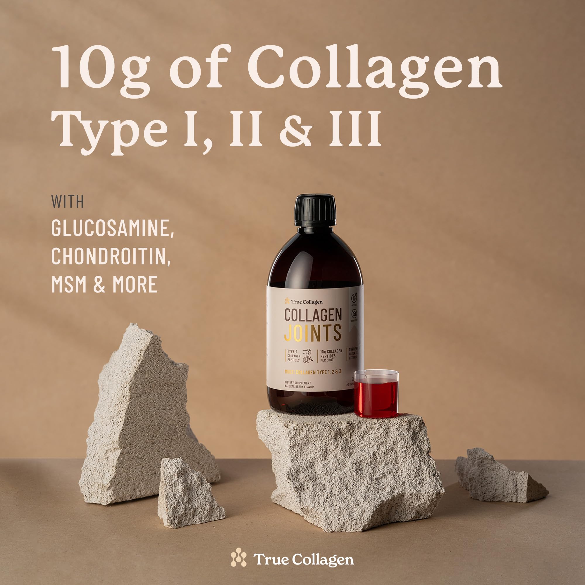 True Collagen Joints | 10,000 mg Hydrolyzed Collagen Liquid Supplement - 500 ml, 20 Day Supply | Glucosamine, MSM and Chondroitin for Healthy Joints | Fat-Free, Sugar-Free, 100% Natural Berry Flavor True Collagen Au supplements