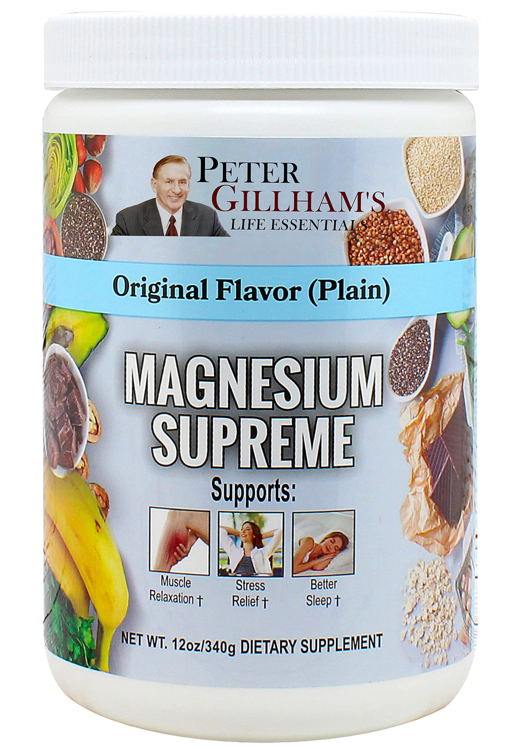 Magnesium Supreme (Original Plain Unflavored) Better Sleep, Relaxation Natural Magnesium Supplement, Non-GMO, Gluten Free, Vegan Formula. 12oz 75 Servings Peter's Choice Au supplements