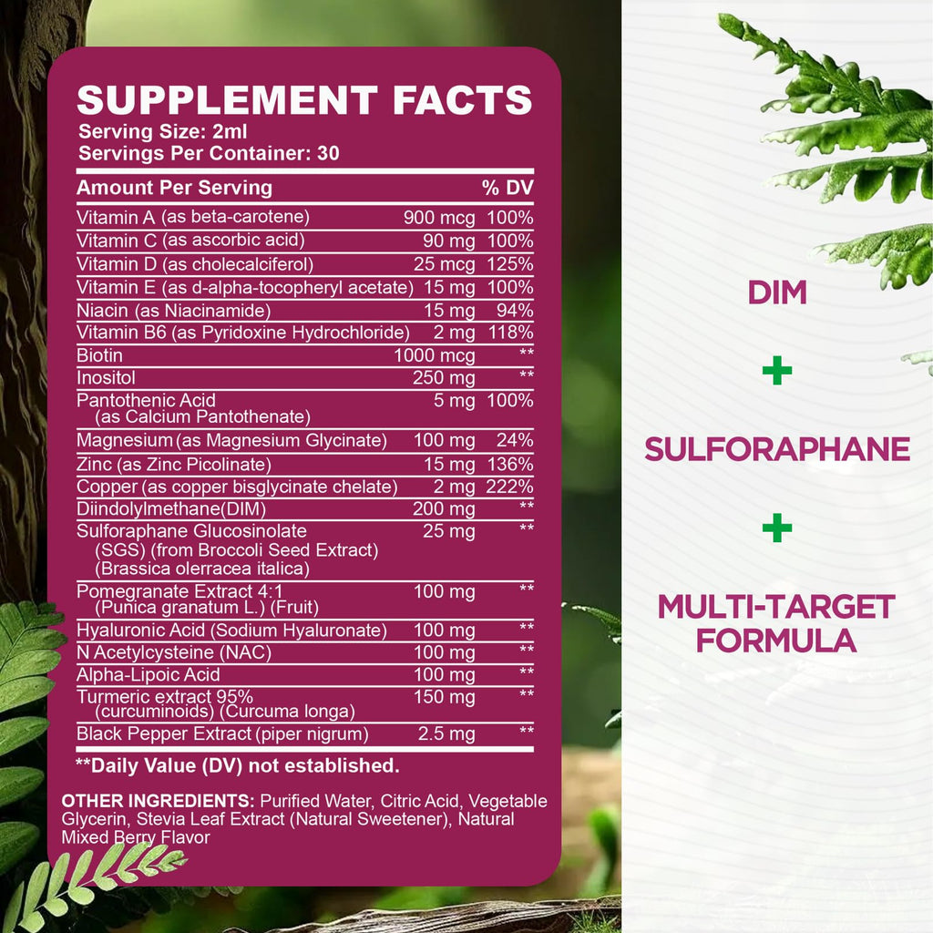 DIM Liquid Drops Supplement Women – Hormone Harmony for Women & Acne Supplements with Multivitamins, Inositol, Sulforaphane - Hormone Balance, Clear Skin & Mood Support, Mixed Berry Flavor 2 Fl Oz CFILIHTC Au supplements