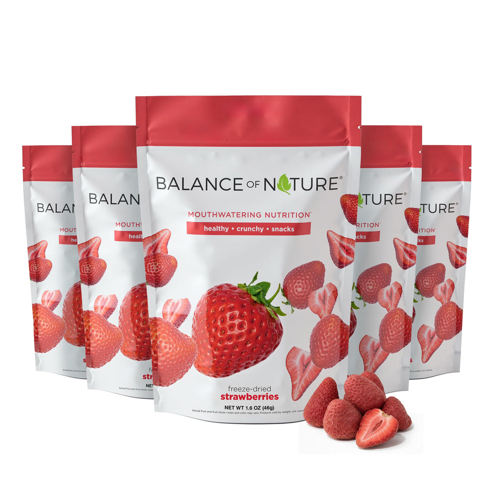 Balance of Nature Freeze-Dried Strawberries (5 Pack) – 100% Real Fruit, Crunchy Strawberry Slices, Healthy Snack, Mouthwatering Nutrition, Gluten-Free, Vegan, No Sugar Added, Five 1.6 oz Bags Balance of Nature Au supplements