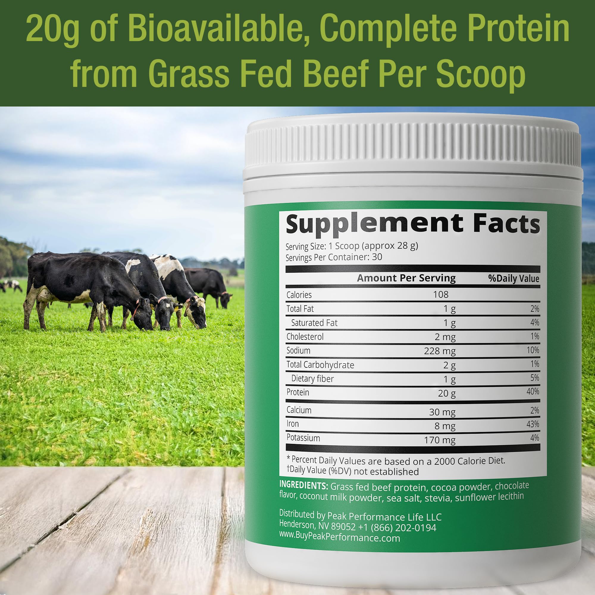 Grass Fed Beef Protein Powder - Lactose Free Great Tasting Beef Protein Isolate. Complete Animal Based Non Dairy Paleo Carnivore Supplement for Prime Muscle Building. No Whey. Chocolate Flavor Peak Performance Au supplements