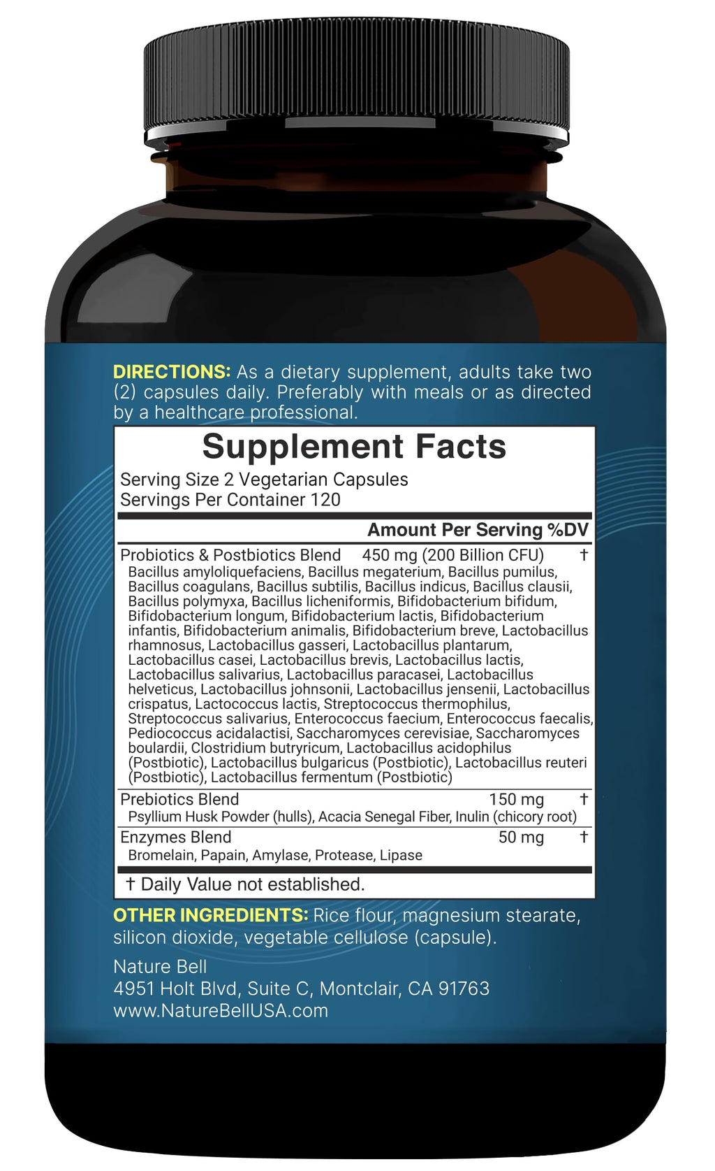 NatureBell Probiotic 200 Billion CFU – 40 Strains Per Serving | 240 Veggie Capsules with Prebiotics and Probiotics – Full Spectrum Complex with Enzymes