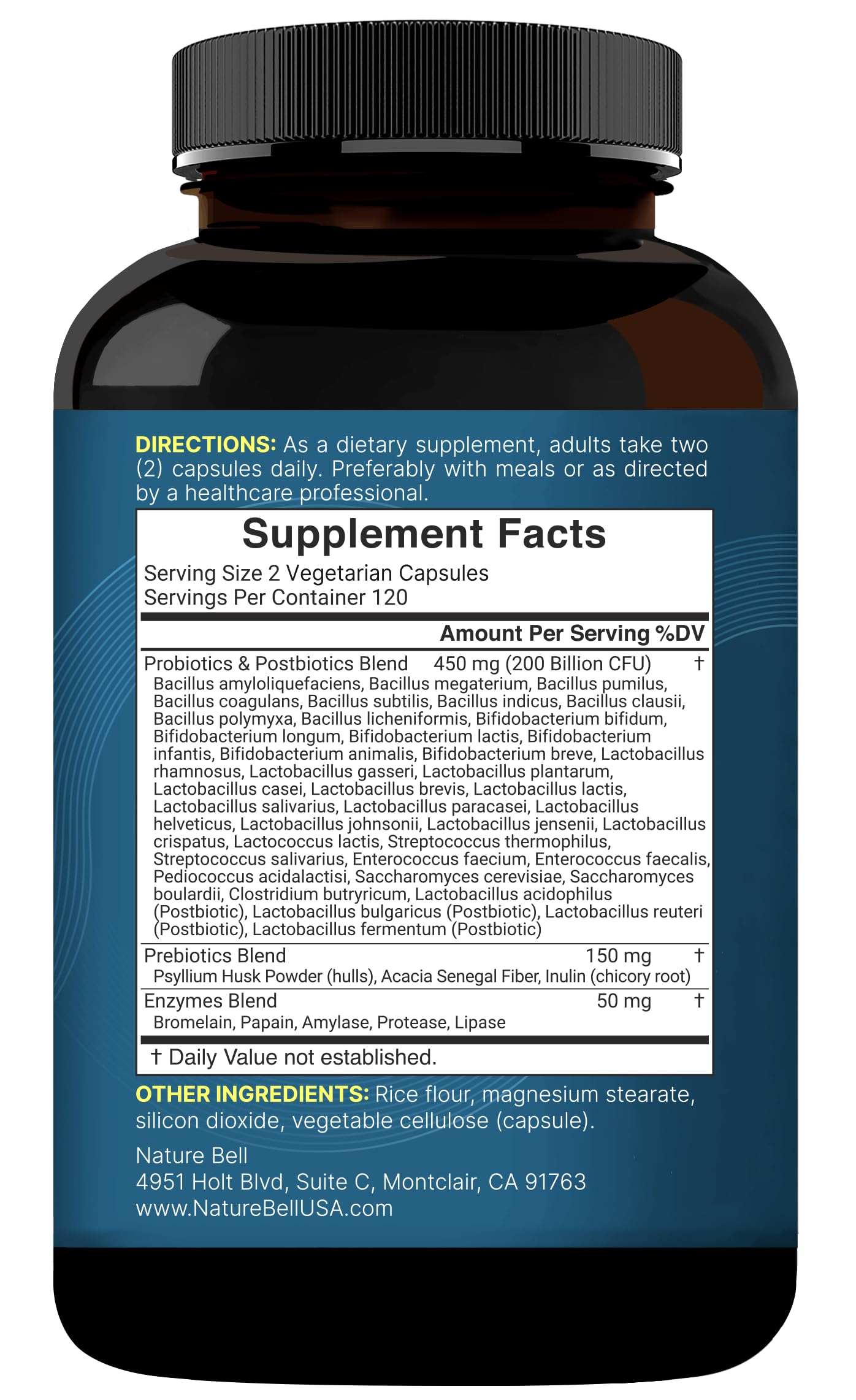 NatureBell Probiotic 200 Billion CFU – 40 Strains Per Serving | 240 Veggie Capsules with Prebiotics and Probiotics – Full Spectrum Complex with Enzymes