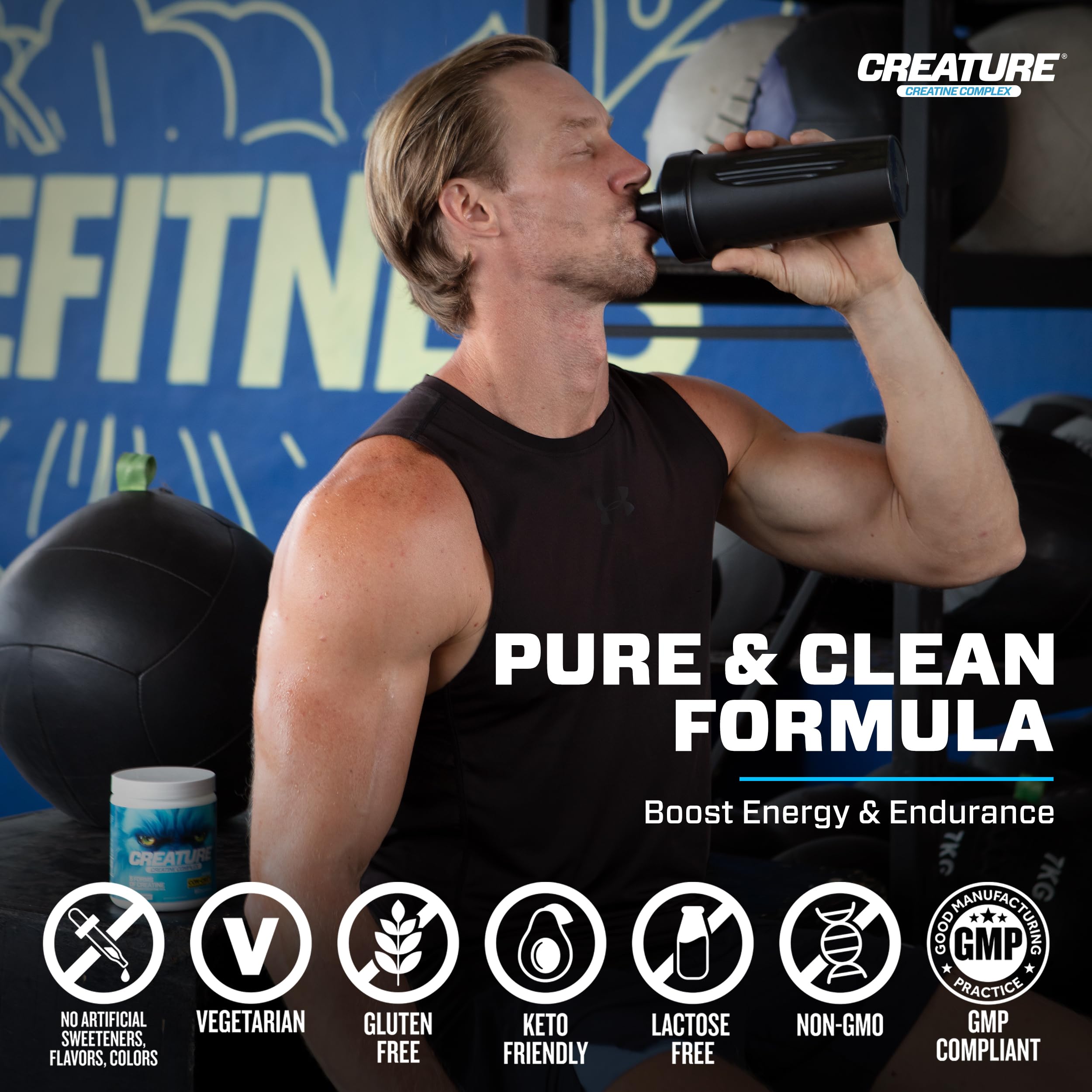 CREATURE® Creatine Complex - Creatine Monohydrate Powder with 5 Types of Creatine Including Con-Crēt® Creatine HCL, Promotes Muscle, Strength, Endurance, Brain Health, Unflavored, 300g 60 Servings CREATURE Au supplements