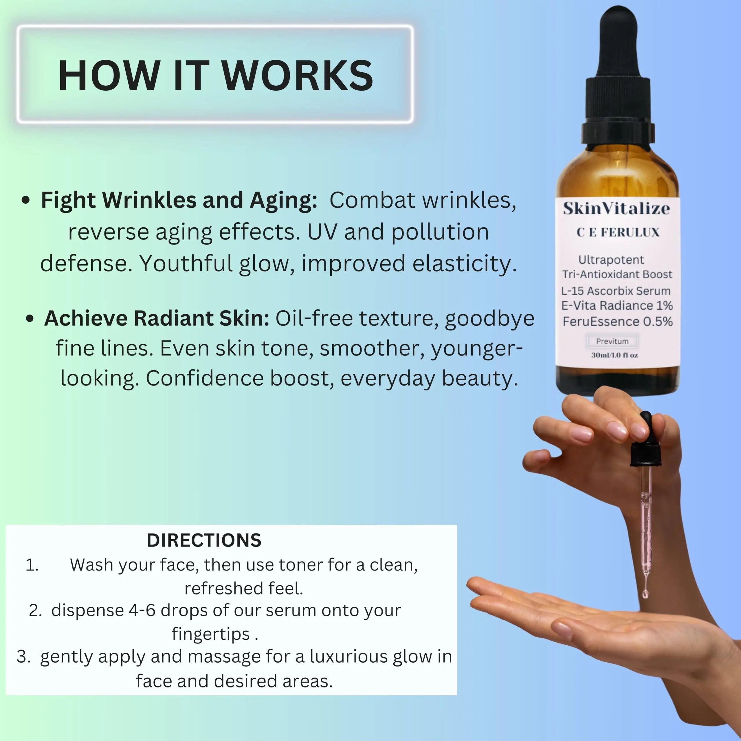SkinVitalize C E ferulux Vitamin C Serum - 30ml: Advanced Formula for Fighting with Wrinkles Msupps.com Au supplements